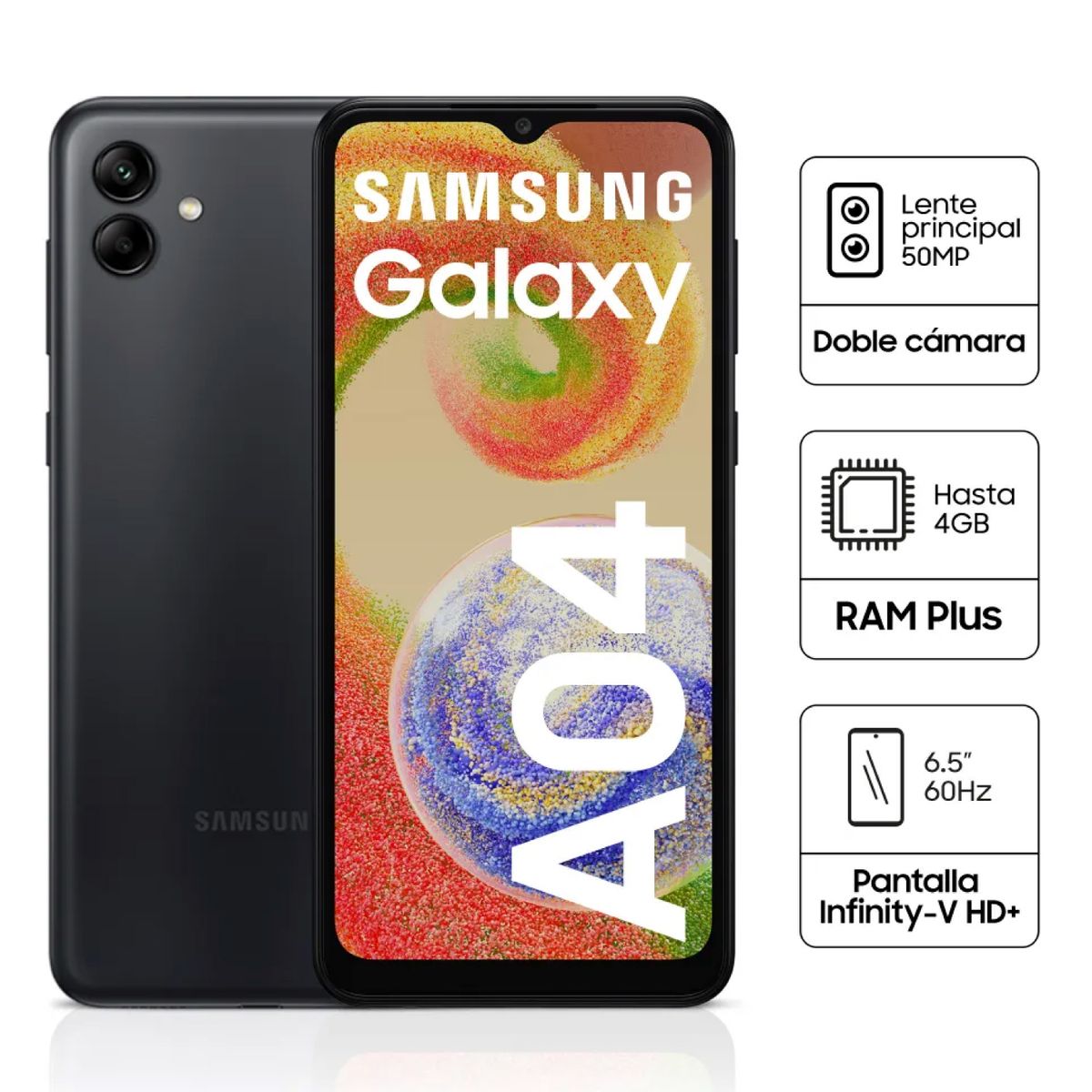 SAMSUNG - Celular Samsung Galaxy A04 4GB RAM 64GB Negro