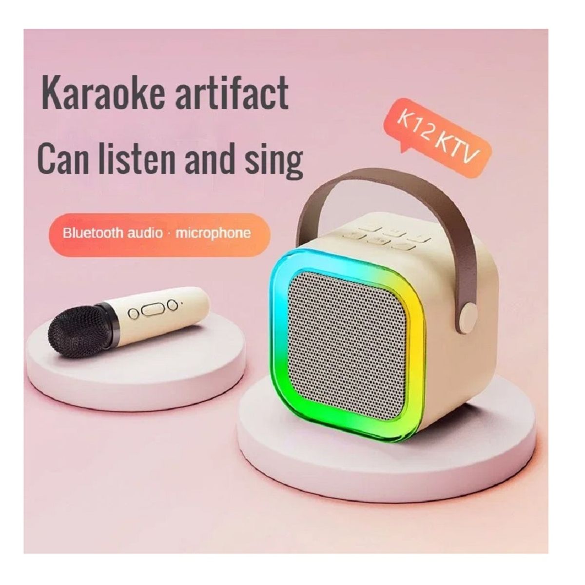 GENERICO - MINI KARAOKE PARLANTE CON MICROFONO Y LUCES LED