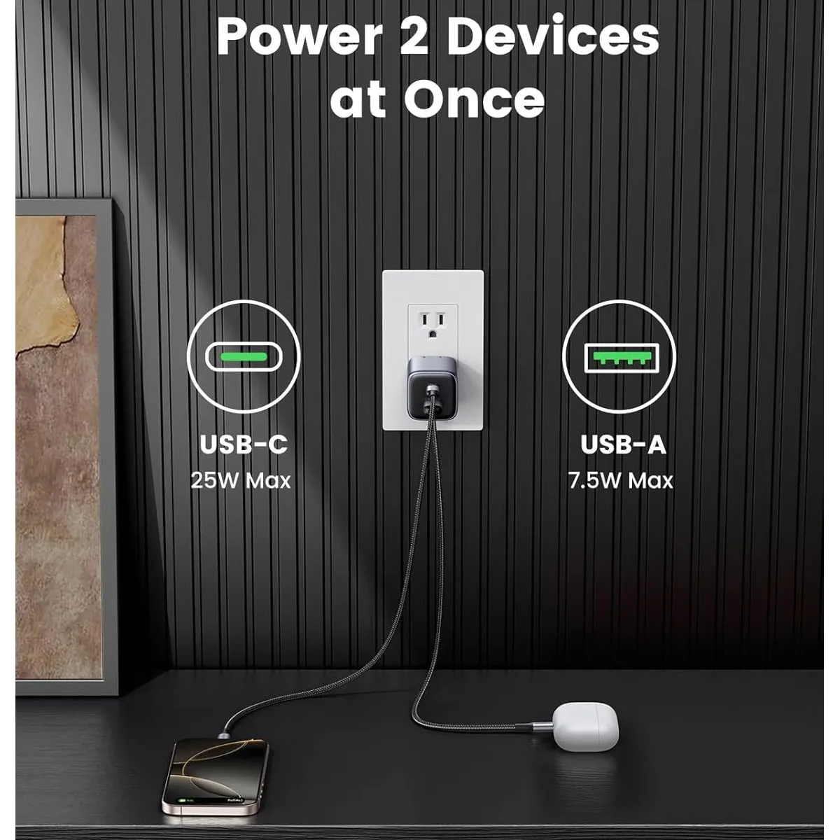 UGREEN - Cargador GaN 2 puertos 35W - Nexode para Celular Laptop Mac - Ugreen