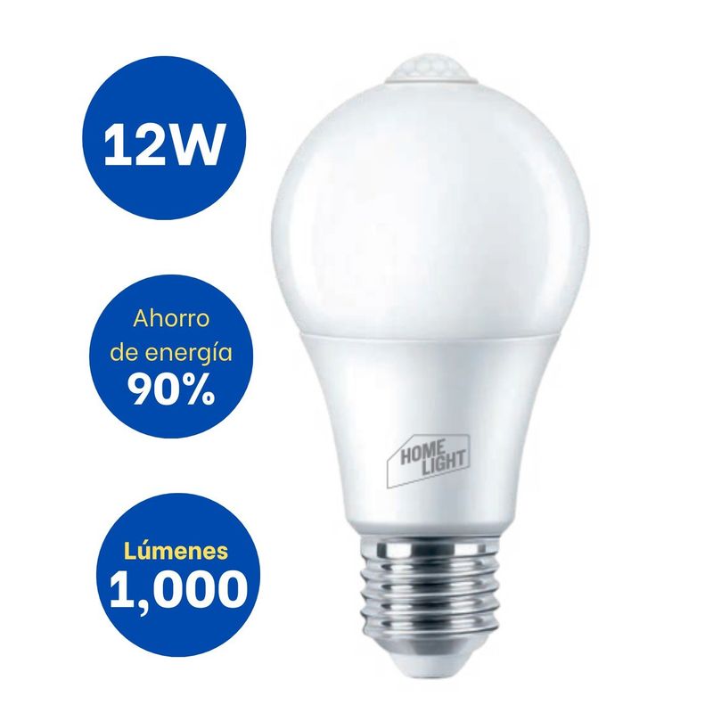 HOME LIGHT - Foco Led sensor de movimiento 12w luz blanca Home Light
