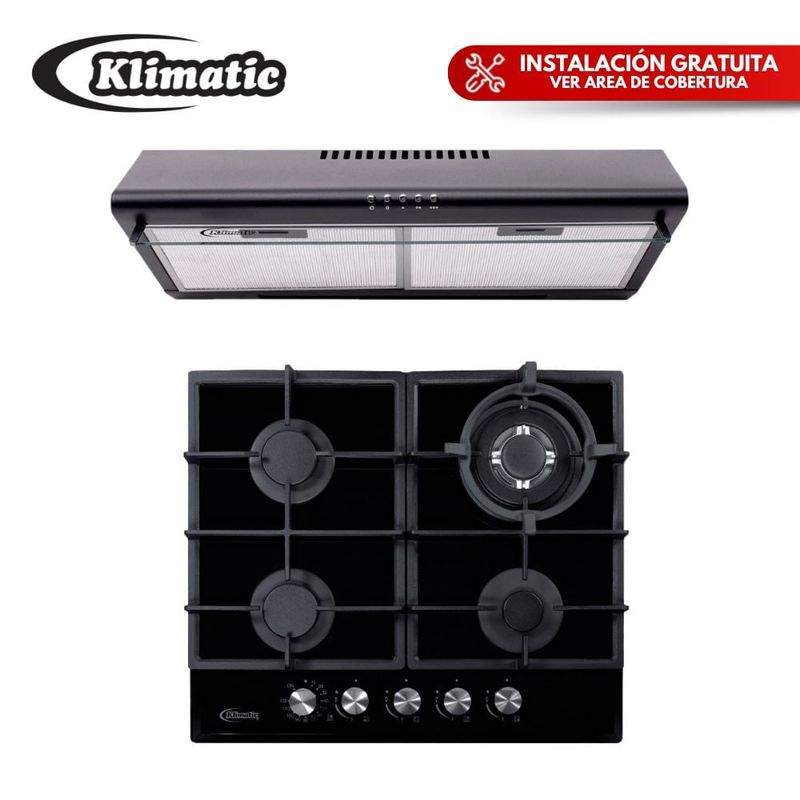 KLIMATIC - Combo Campana Extractora CK601NE Cocina empotrable AOSTA 60