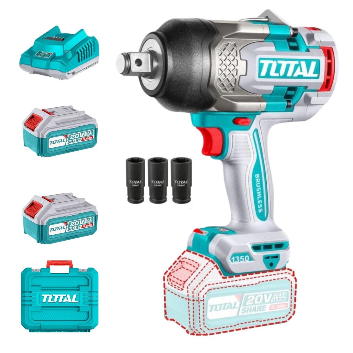 TOTAL TOOLS - Llave de impacto 3/4" 1350 nm industrial Total