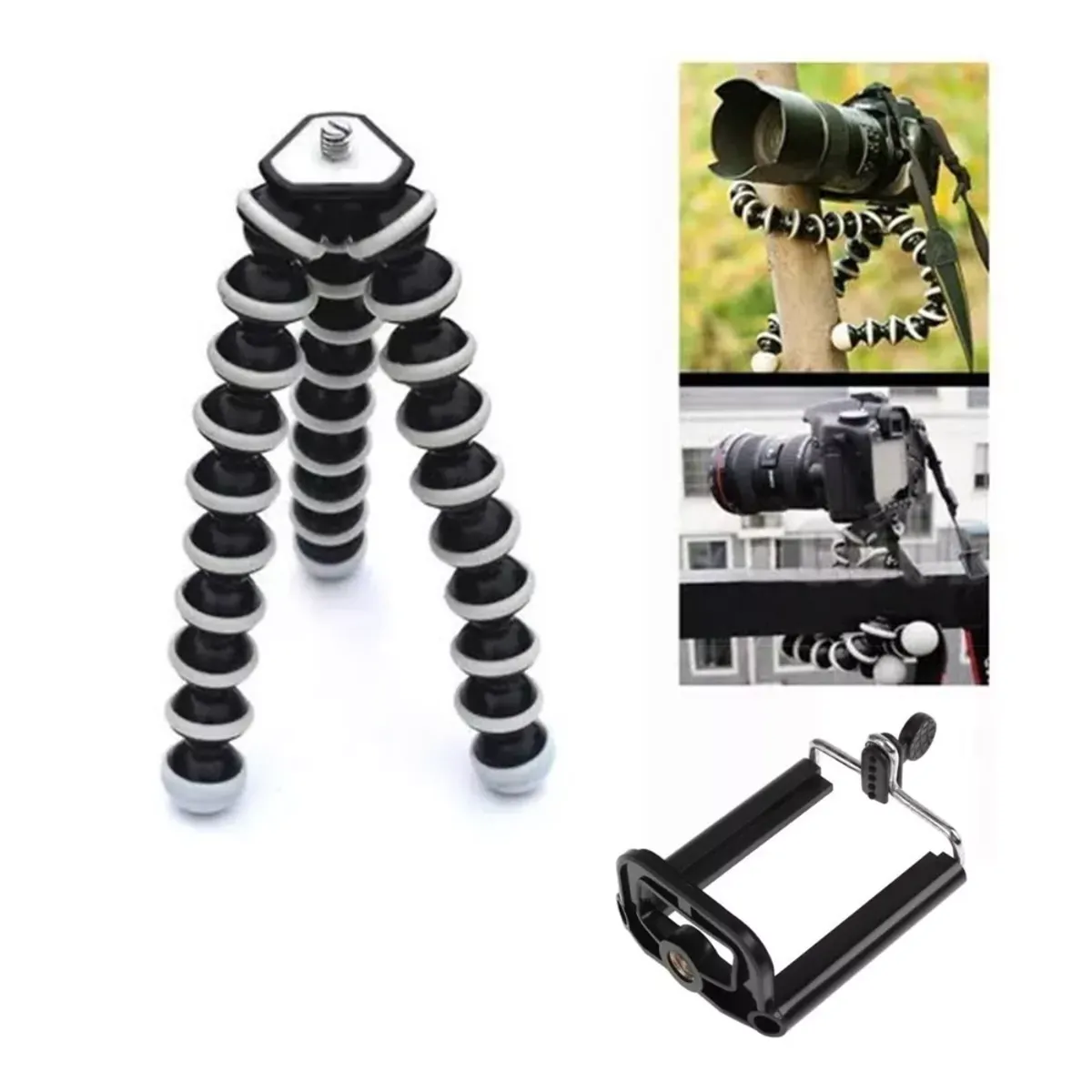 GENERICO - KIT MINI TRIPODE GORILLA POD + SOPORTE DE CELULAR + BOTON BLUETHOOT