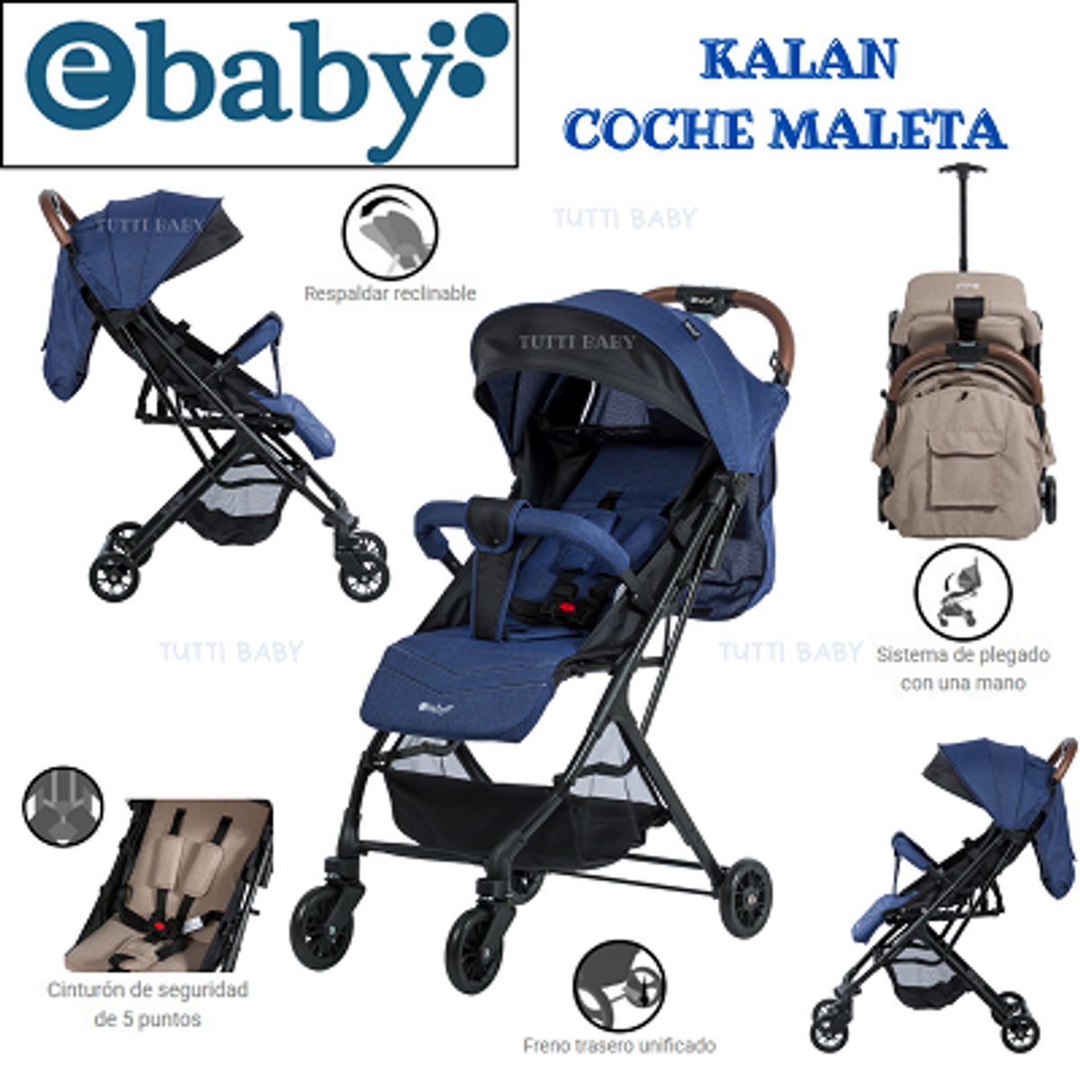 EBABY - COCHE MALETA KALAN AZUL