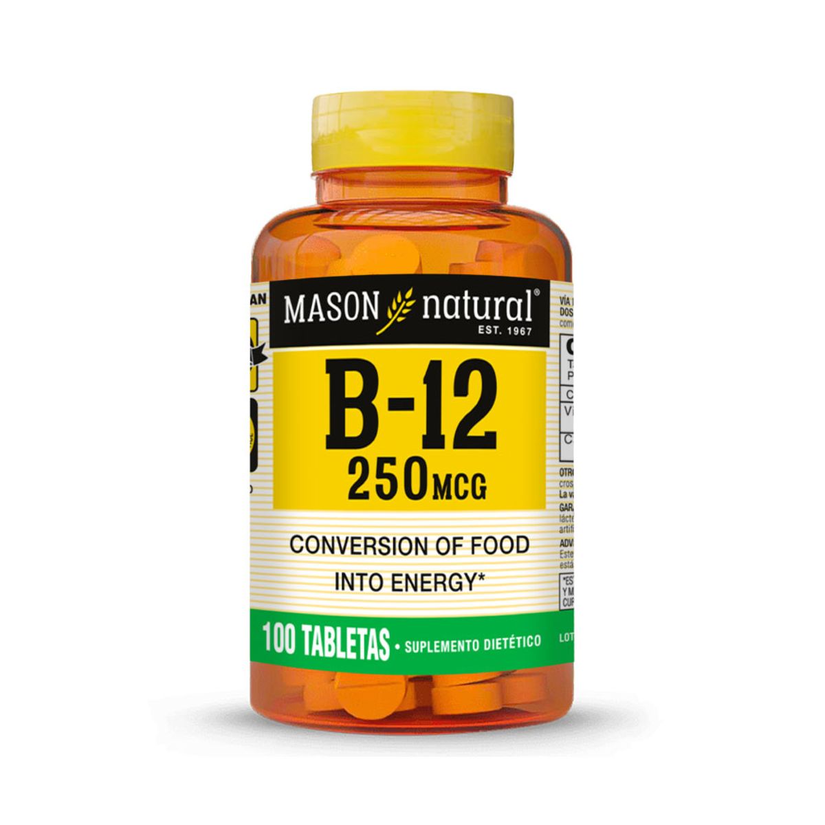 MASON NATURAL - Vitamina B12 250 MCG - Mason Natural - 100 Tabletas