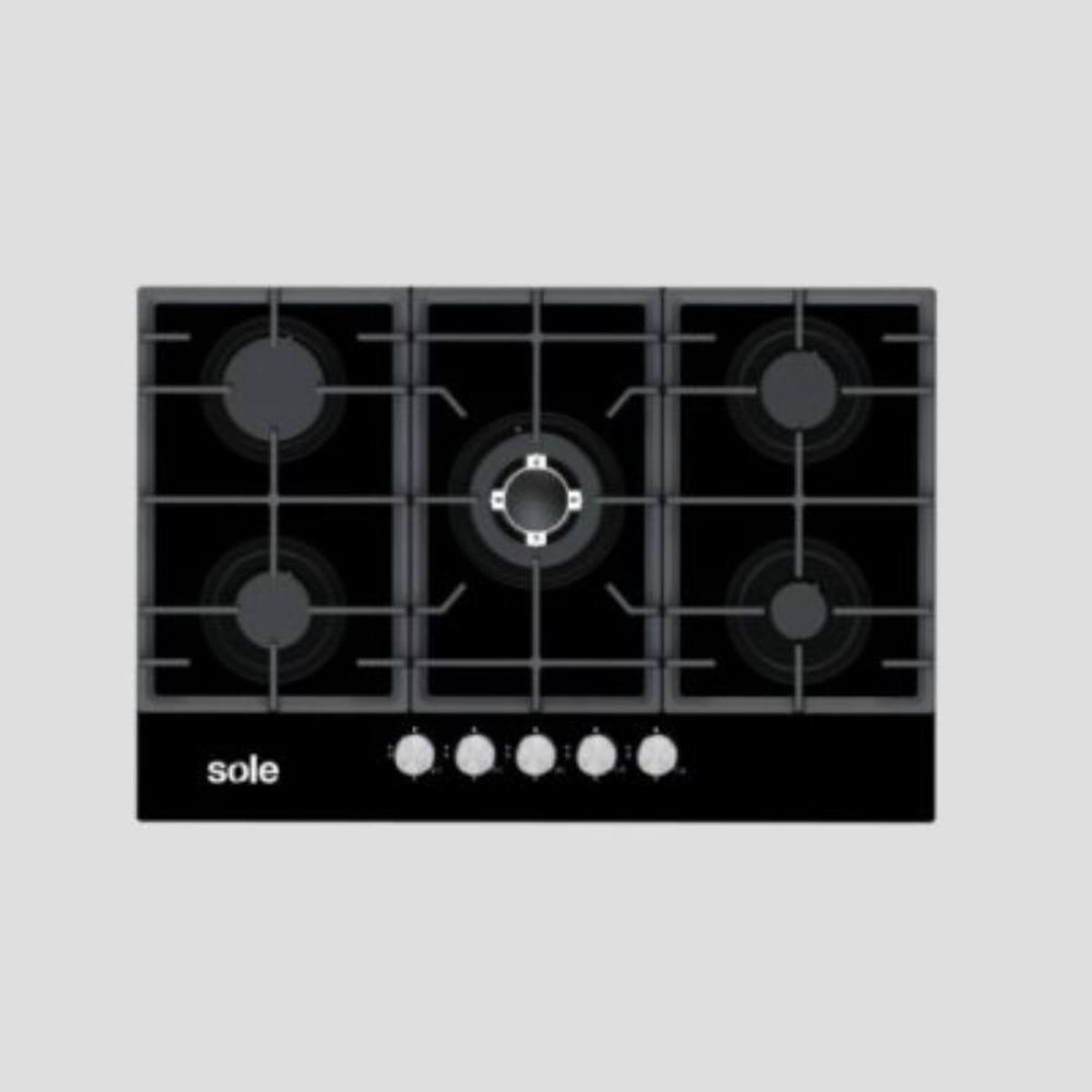 SOLE - ENCIMERA VIDRIO TEMPLADO A GAS 77CM 5H SOLCO058V2 SOLE