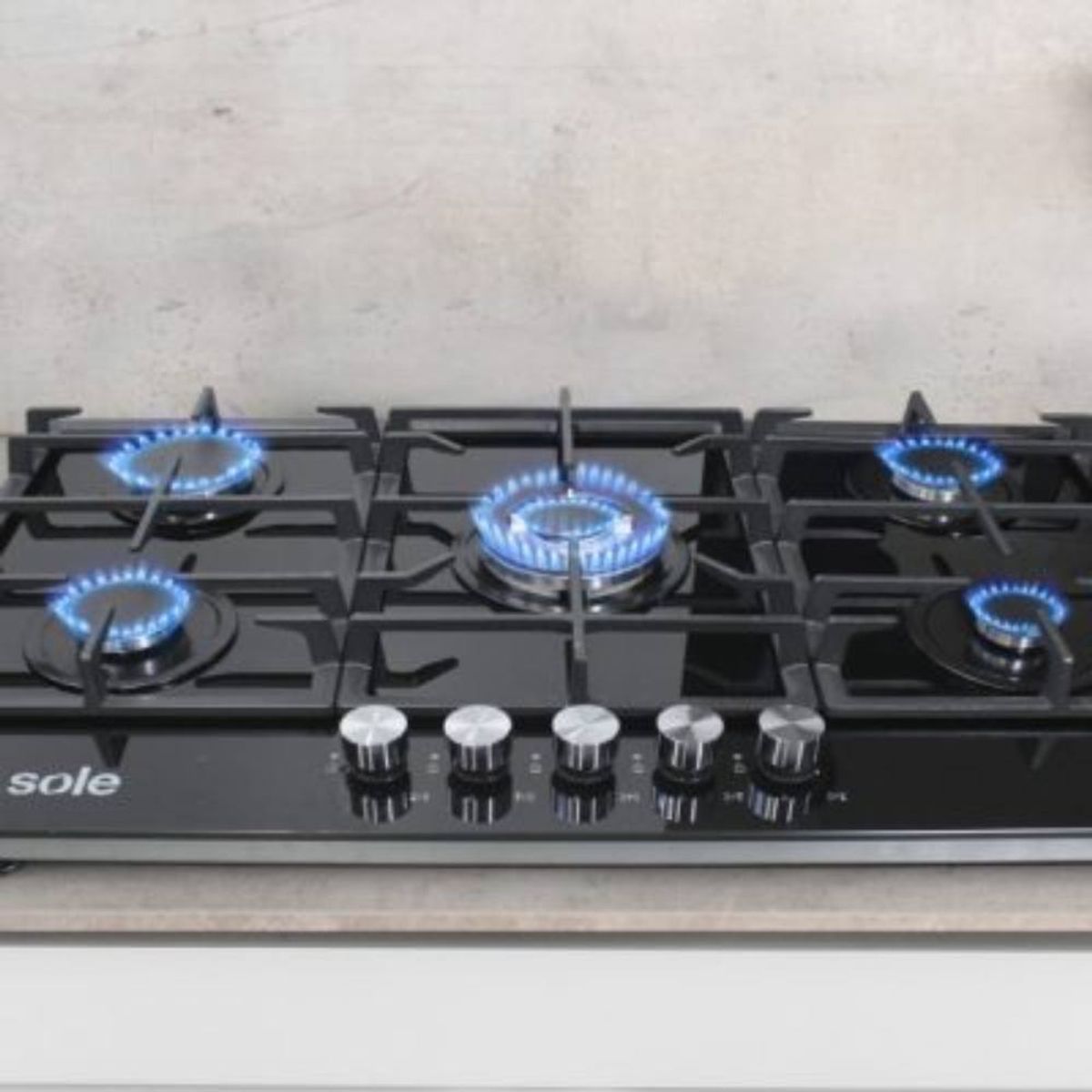 SOLE - ENCIMERA VIDRIO TEMPLADO A GAS 77CM 5H SOLCO058V2 SOLE