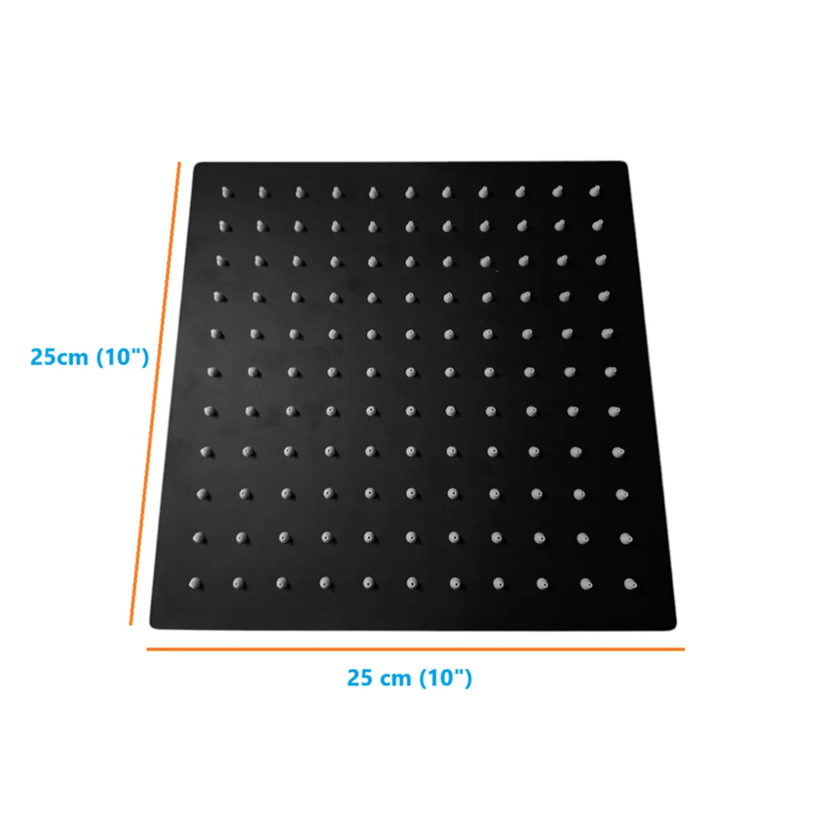 C&A - Ducha Española Cuadrada 10 x 10 Pulgadas Negro Acero Inox