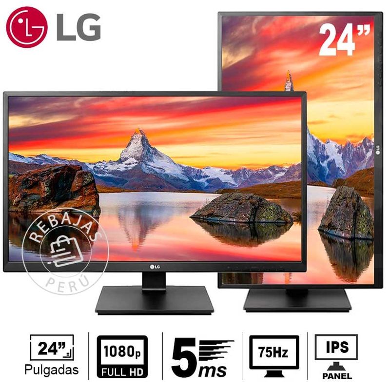 LG - Monitor LG 24BK550Y-B  Pivot Full HD IPS Ergonómico HDMI DisplayPort