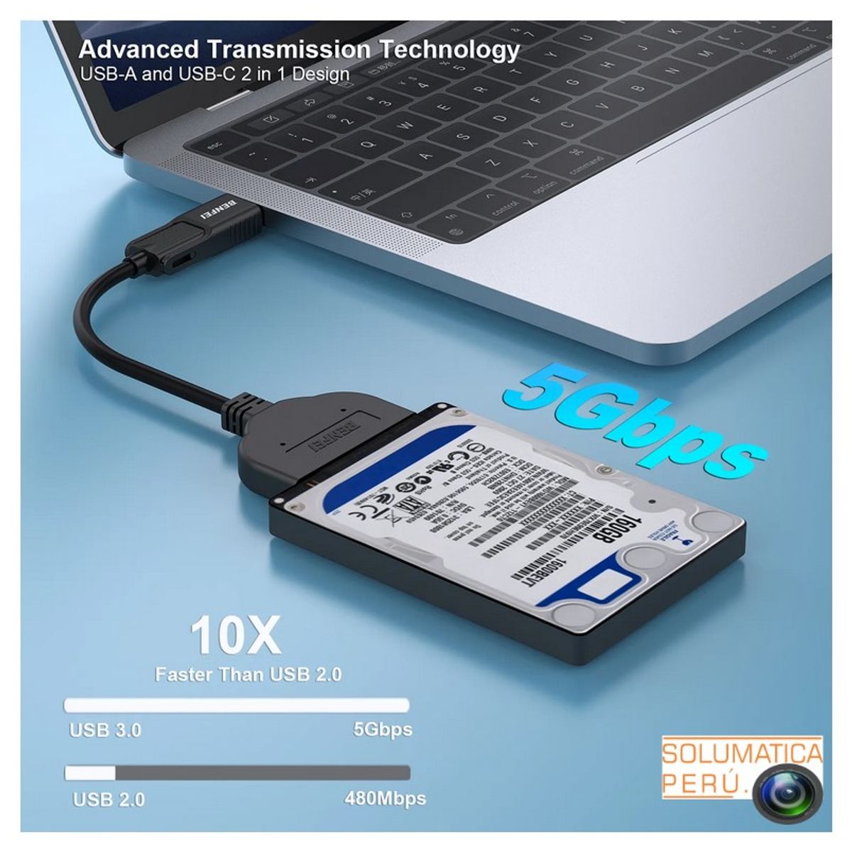 OEM - Convertidor disco disco duro a externo - 2en1 - HDD y SSD