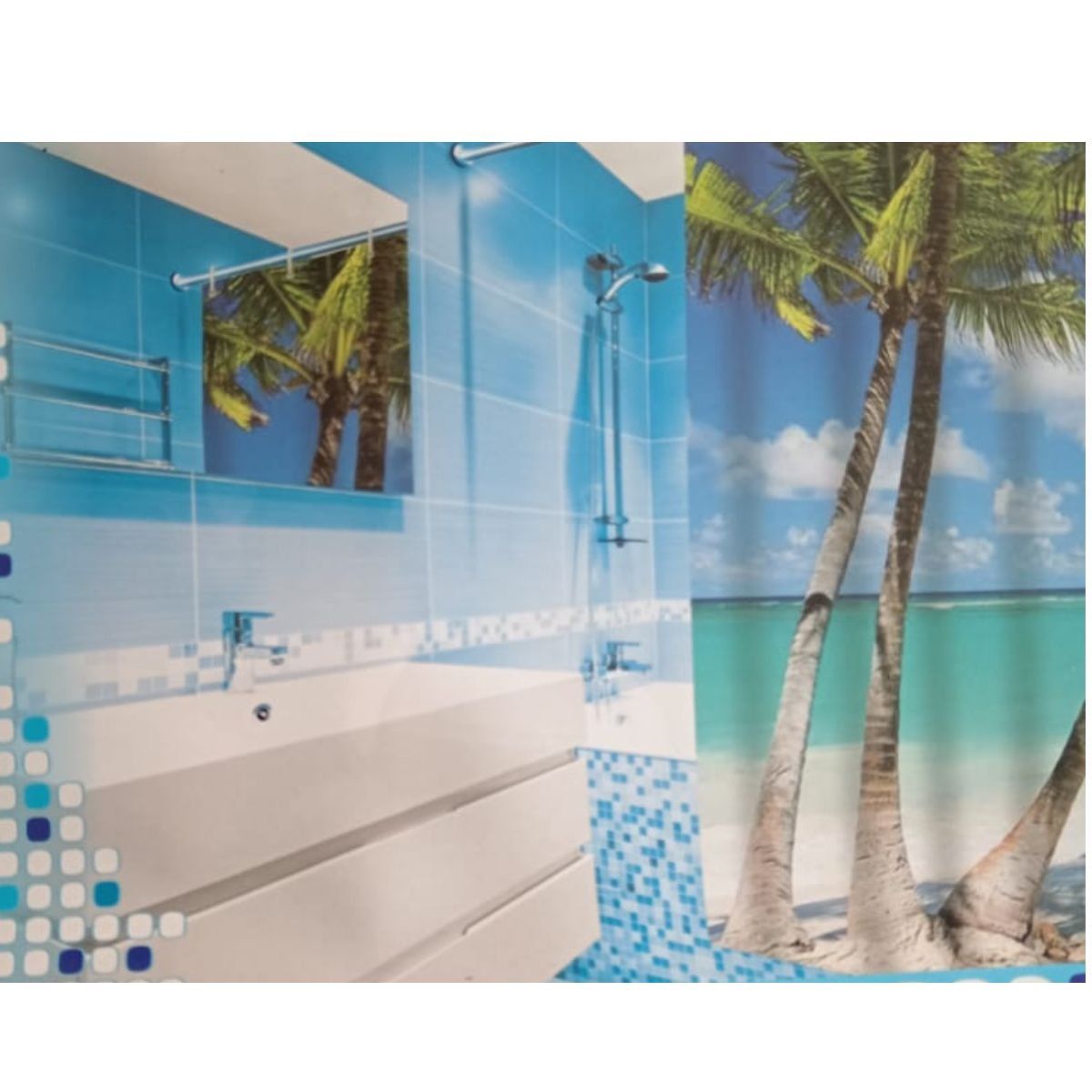 GENERICO - Cortina de baño Palmera 180x180cm