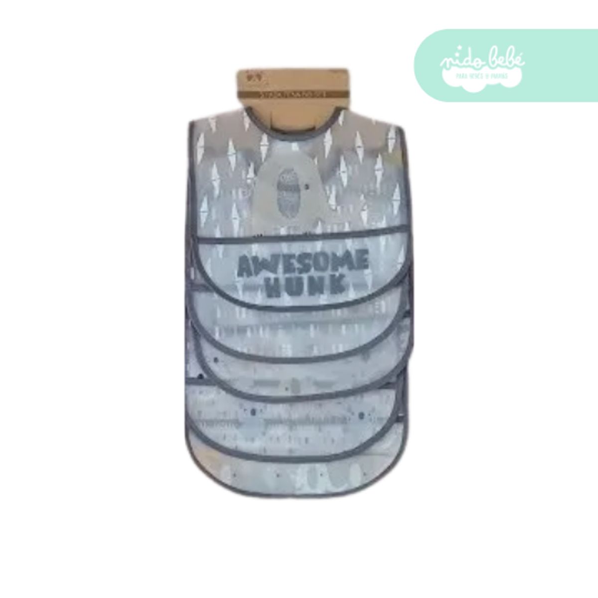 GENERICO - babero de plastico de bebe pack x5 unidades plomo