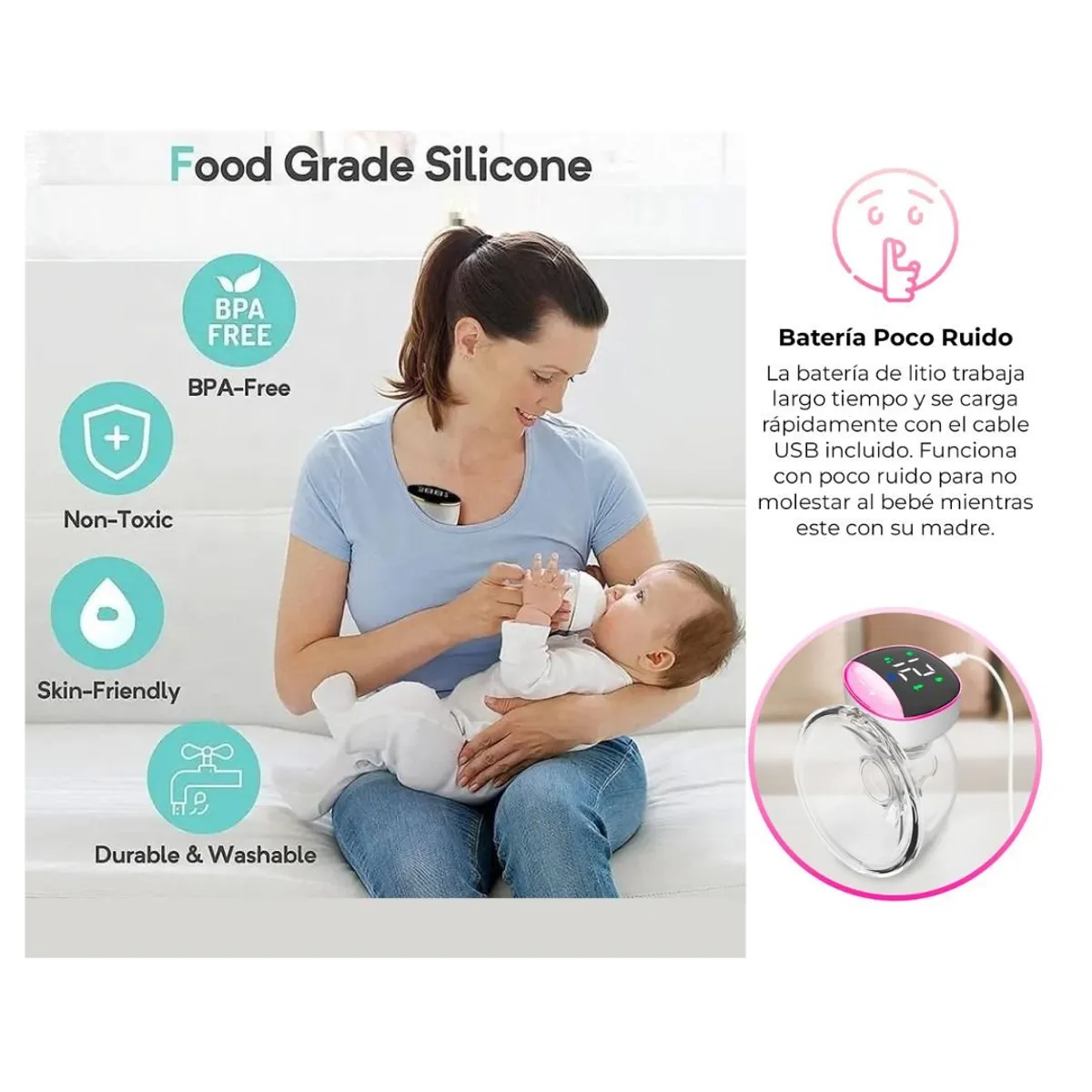 GENERICO - Extractor de Leche Manos Libres + Bolsas de Almac