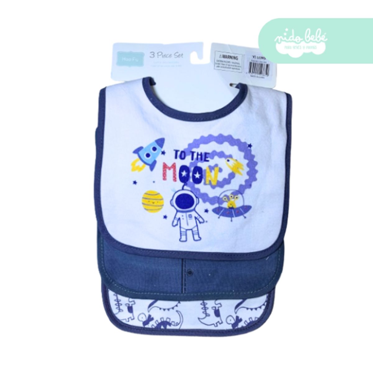 GENERICO - babero de tela de bebe pack x3 unidades galaxy