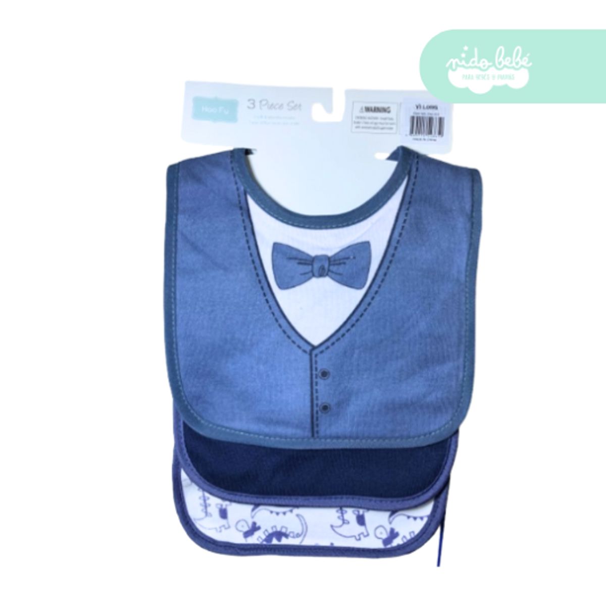 GENERICO - babero de tela de bebe pack x3 unidades smoking