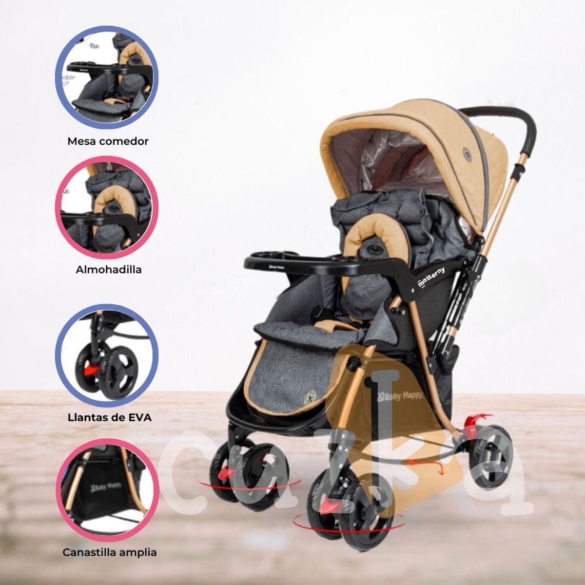 BABY HAPPY - Coche Cuna Mecedora « NEW FLIP» BEIGE