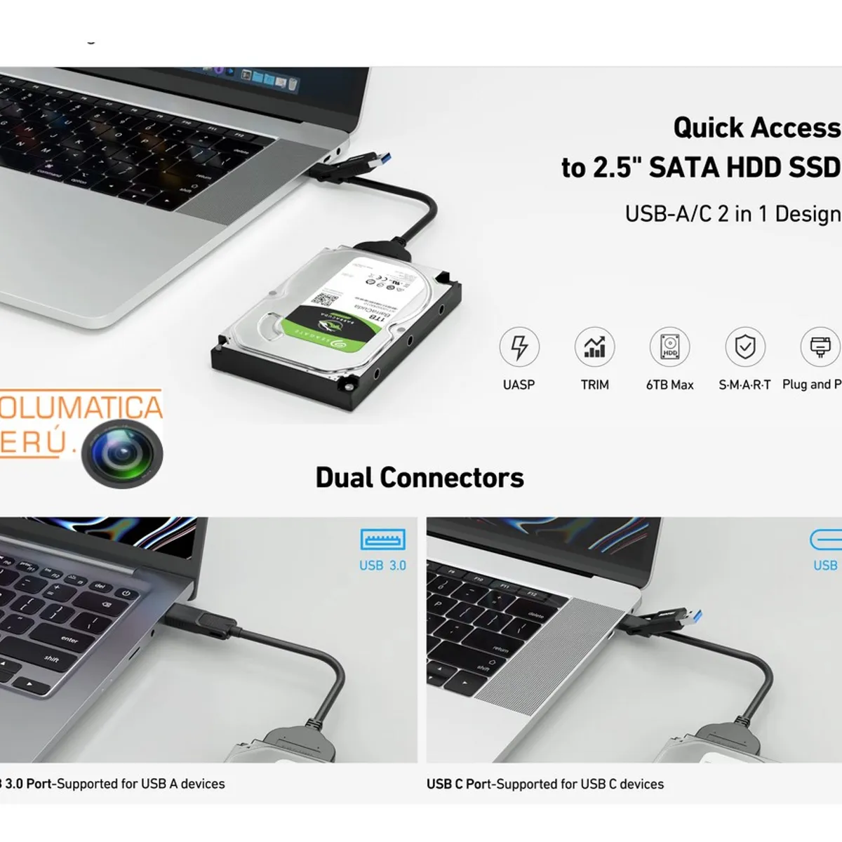 OEM - Convertidor disco disco duro a externo - 2en1 - HDD y SSD