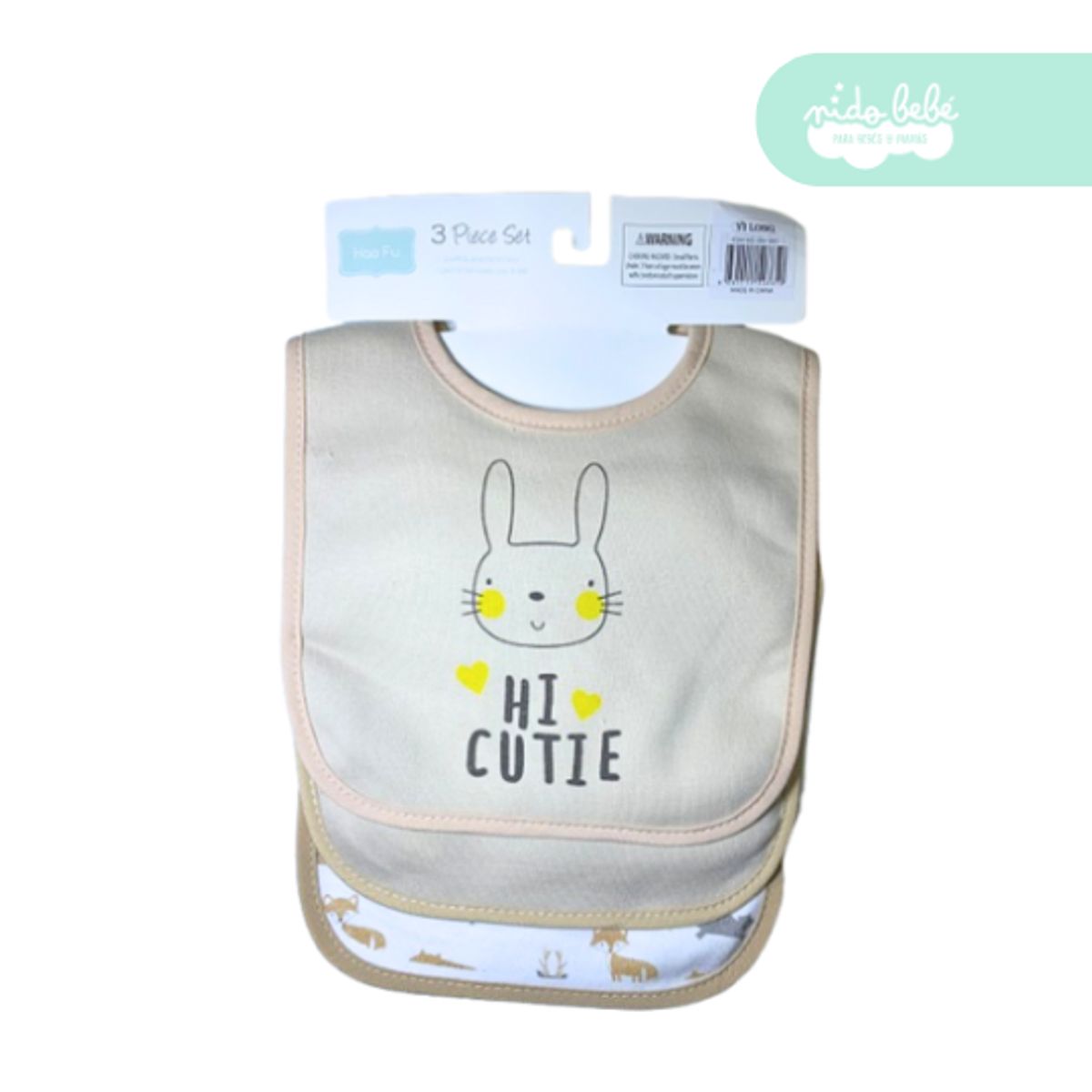 GENERICO - babero de tela de bebe pack x3 unidades conejito