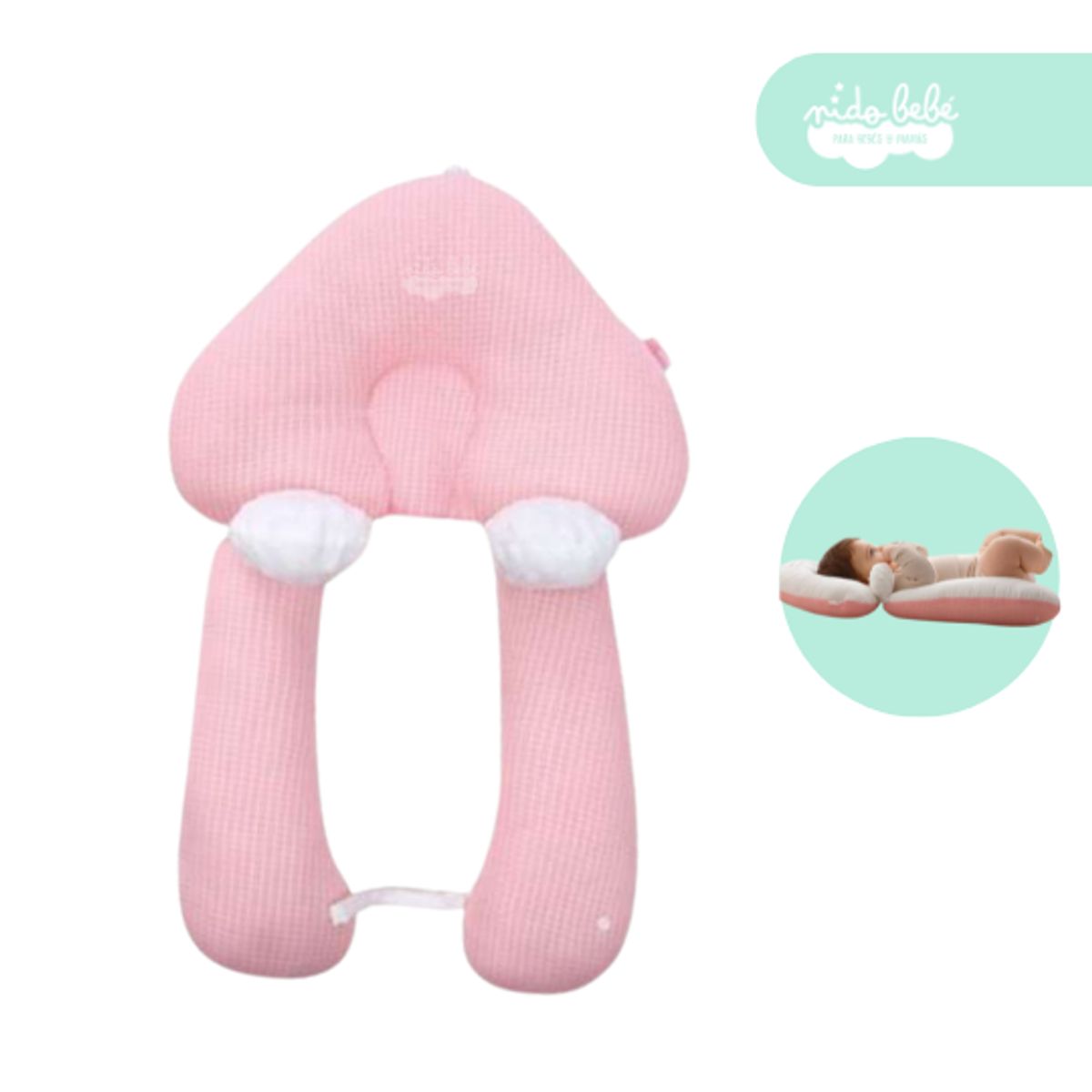 GENERICO - Almohada de bebé anti reflujo color rosada