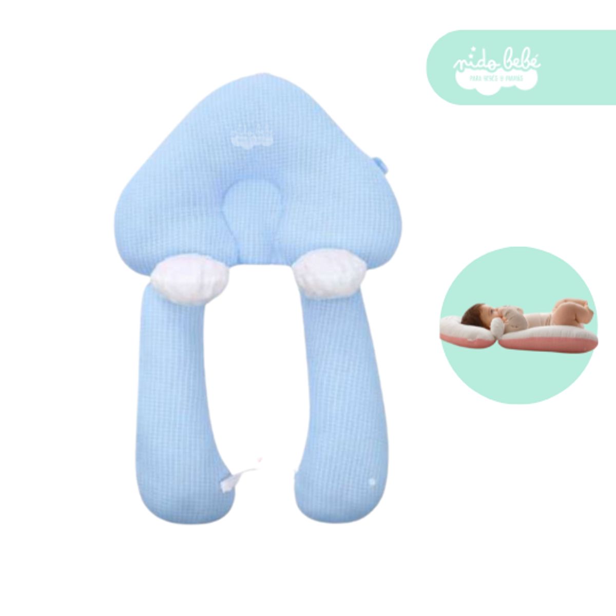 GENERICO - Almohada de bebé anti reflujo color azul