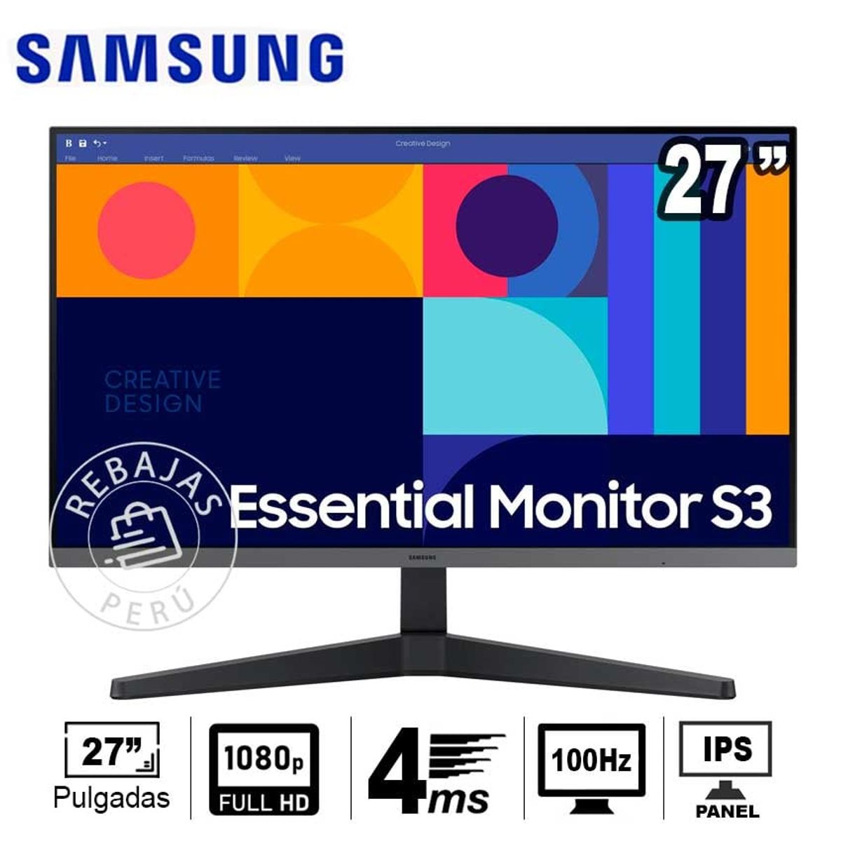 SAMSUNG - Monitor Samsung LS27C330GALXPE FHD IPS 100Hz HDMI Eye Saver Flicker