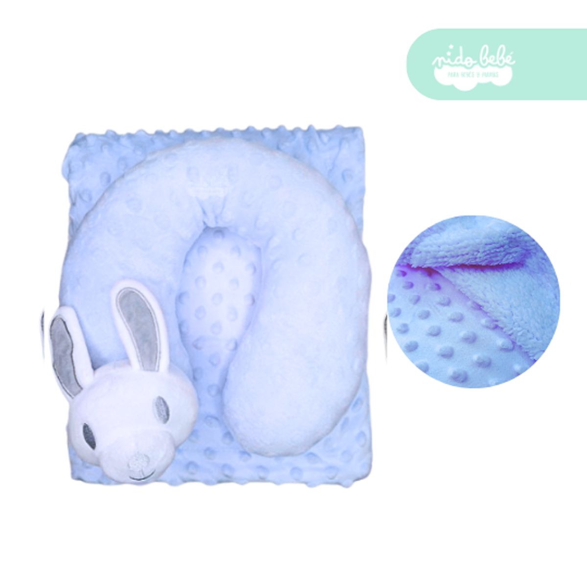 GENERICO - Almohada más collarín y manta de bebé color azul