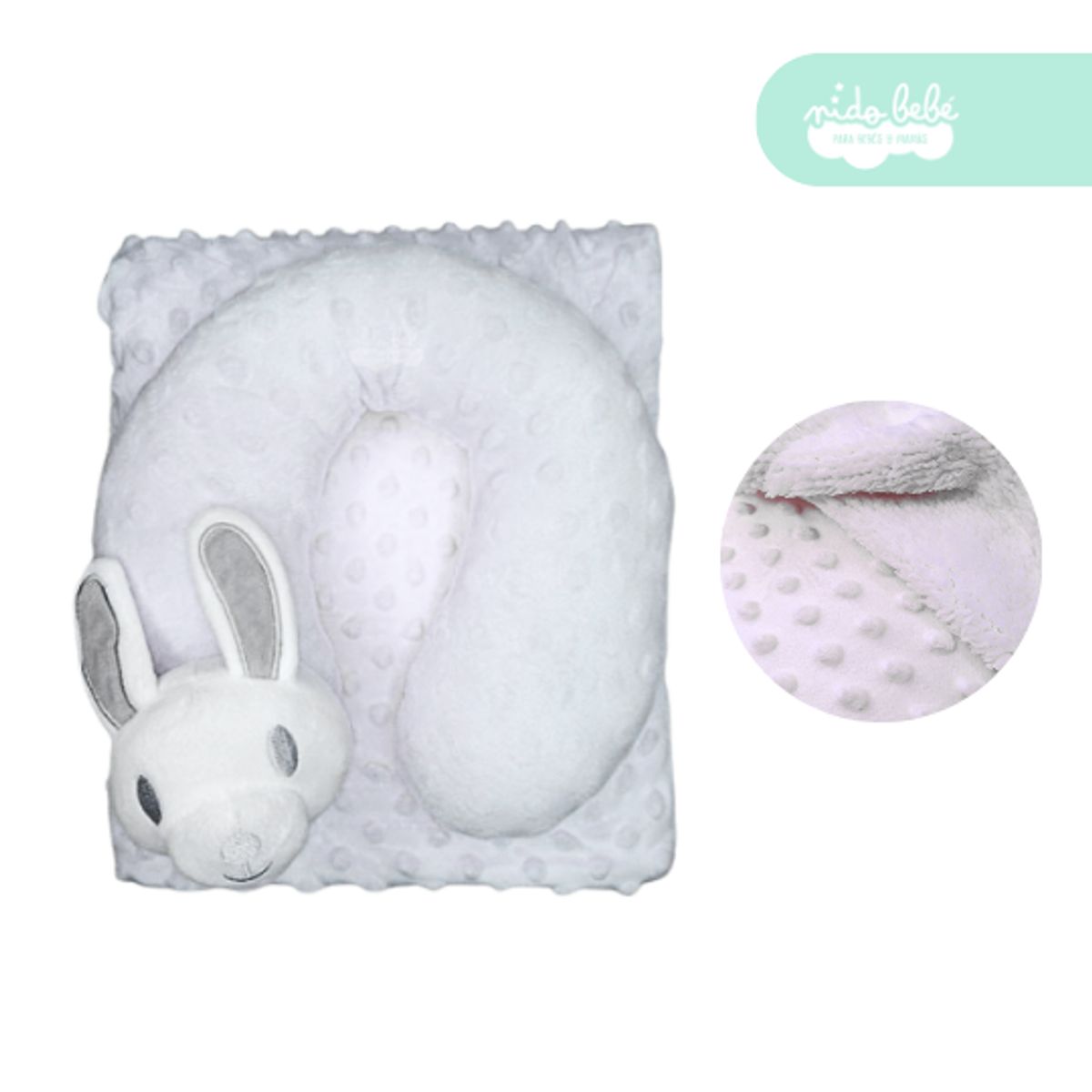 GENERICO - Almohada más collarín y manta de bebé color blanco