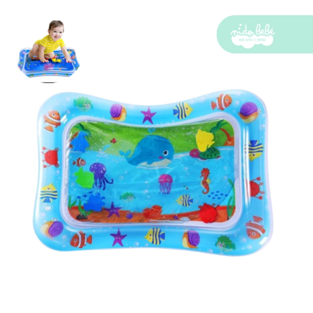 GENERICO - Alfombra didáctica de agua para bebé modelo pecesitos