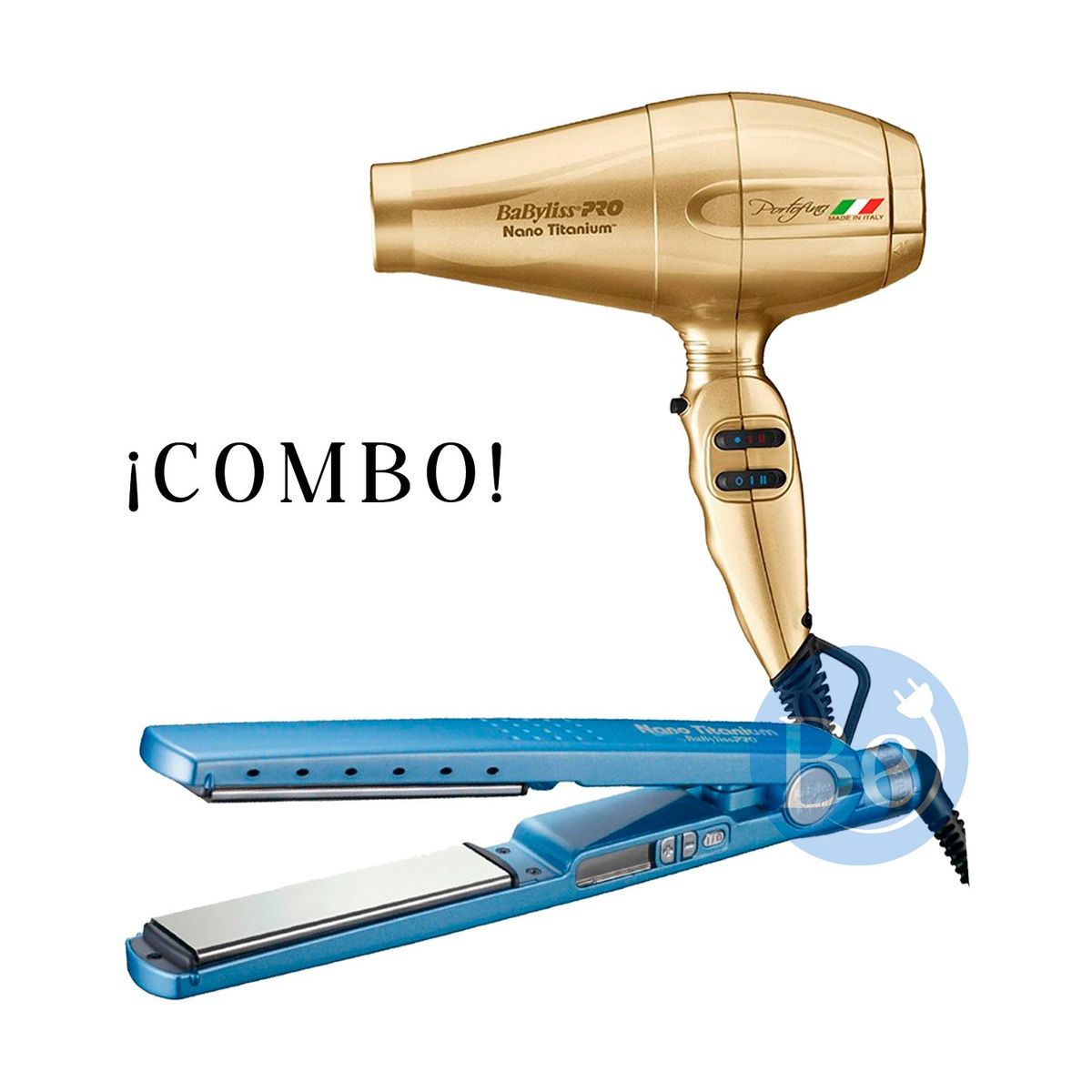 BABYLISS PRO - Combo BabylissPRO Alisadora BNT4091TPE y Secador Portofino Dorado