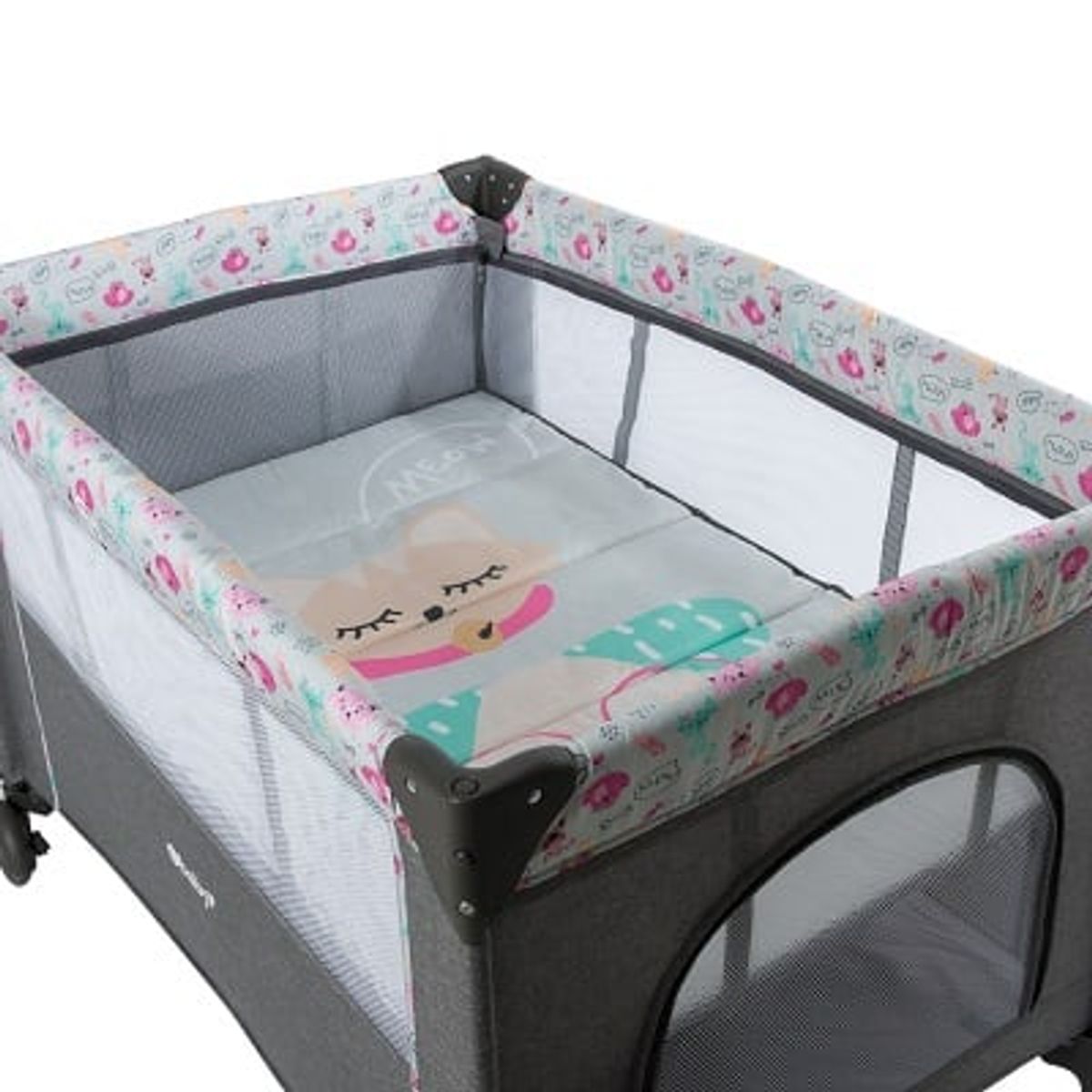 EBABY - CUNA CORRAL CON CAMBIADOR NALA  GRIS/ROSADO