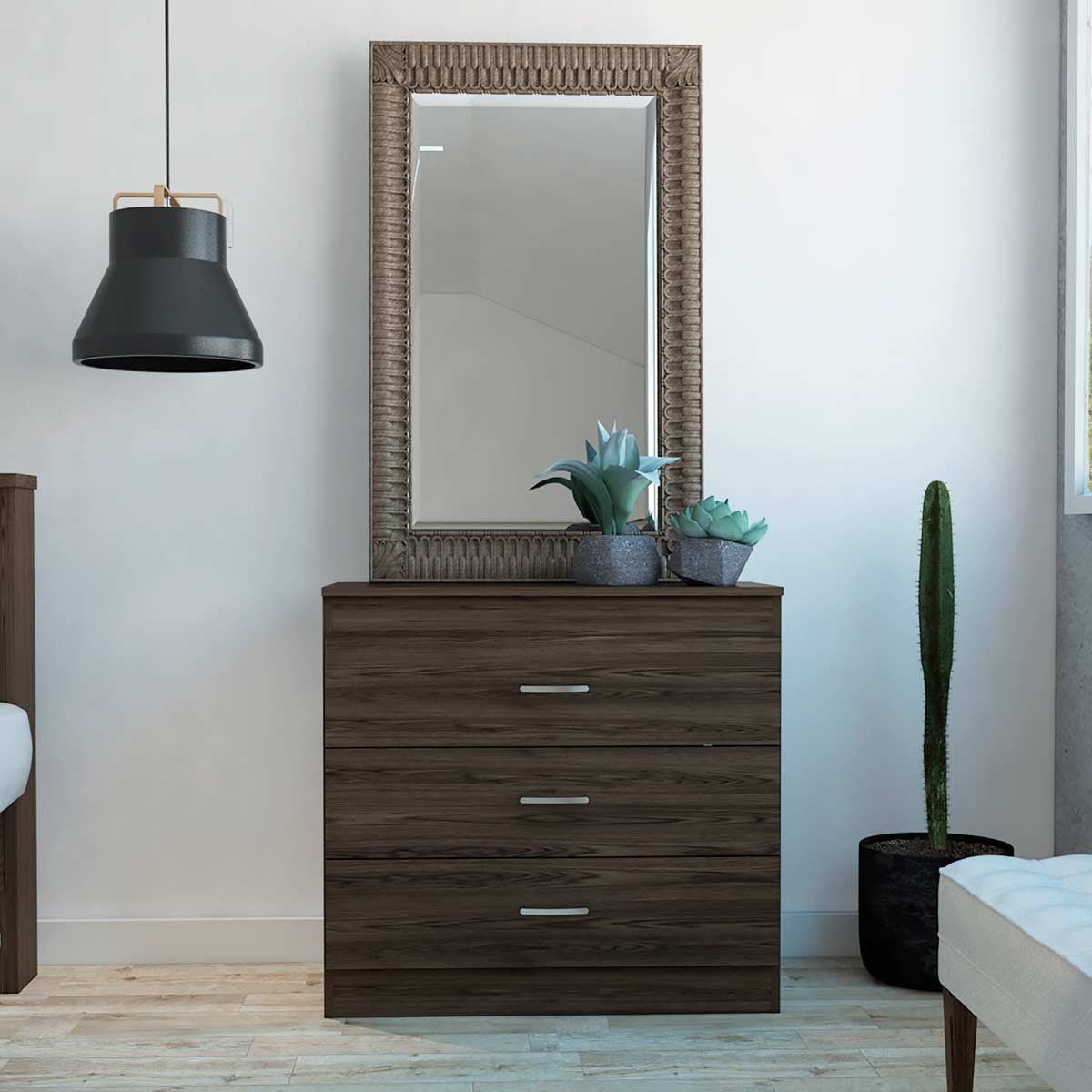 GENERICO - Cómoda Isabella  Blanco-Coñac  -  Envío Armado y Melamina 18mm