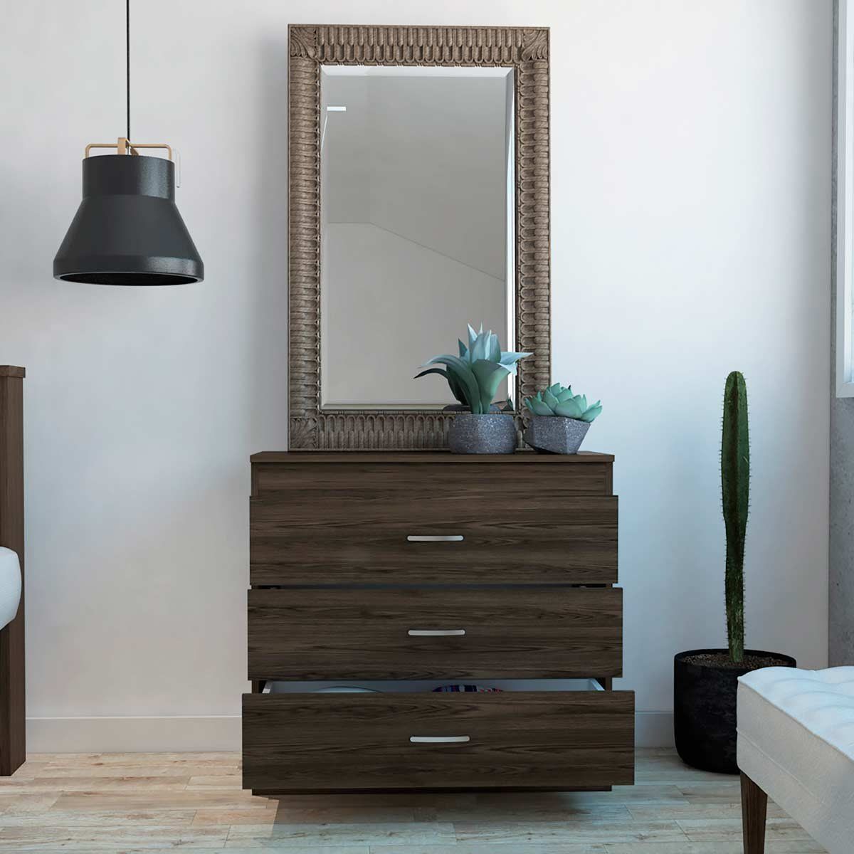 GENERICO - Cómoda Isabella  Blanco-Coñac  -  Envío Armado y Melamina 18mm