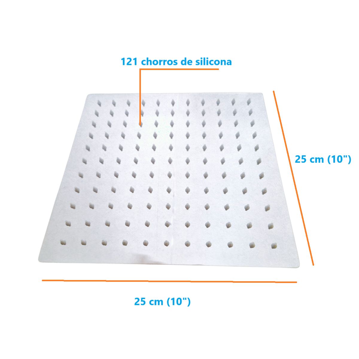 C&A - Ducha Española Cuadrada 10 x 10 Pulgadas Cromado Acero Inox