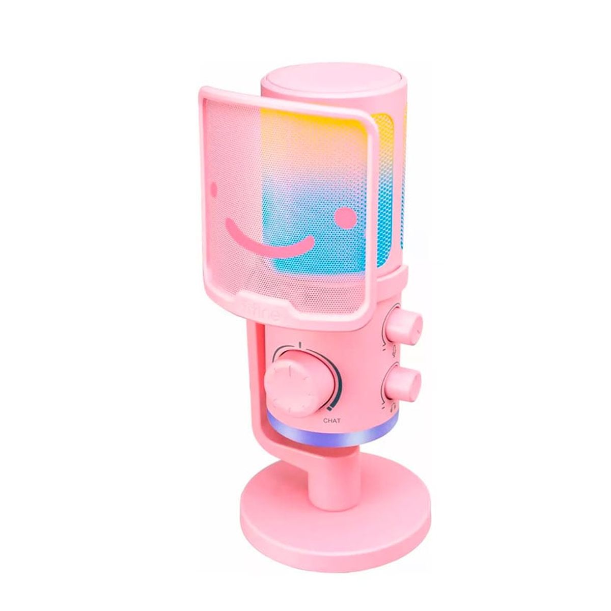 FIFINE - Micrófono Fifine AM6 Rosado USB Cardioide RGB Brazo y Filtro Antipop