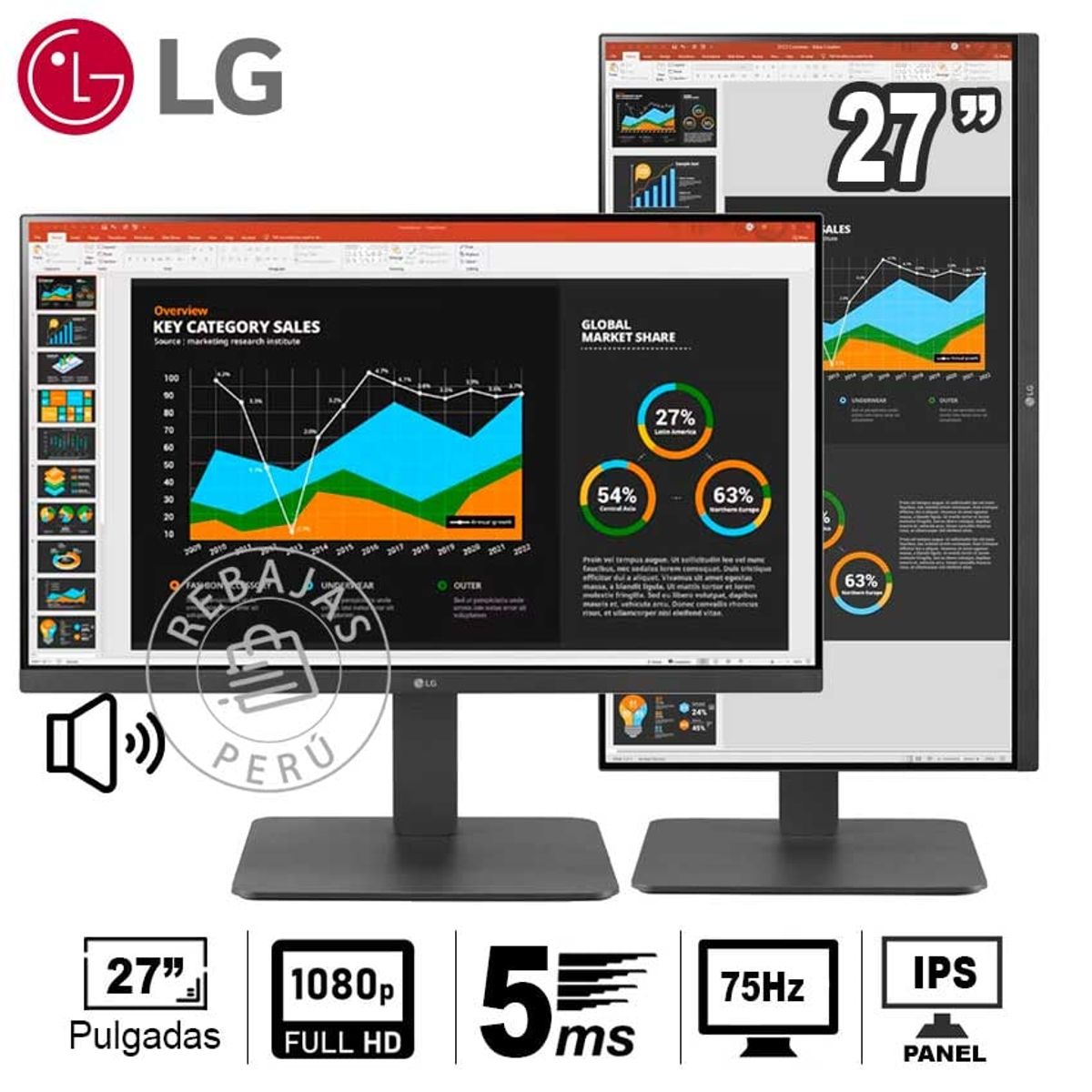 LG - Monitor LG 24BR650 PIVOT Full HD IPS USB-C Ajuste Ergonómico 75Hz