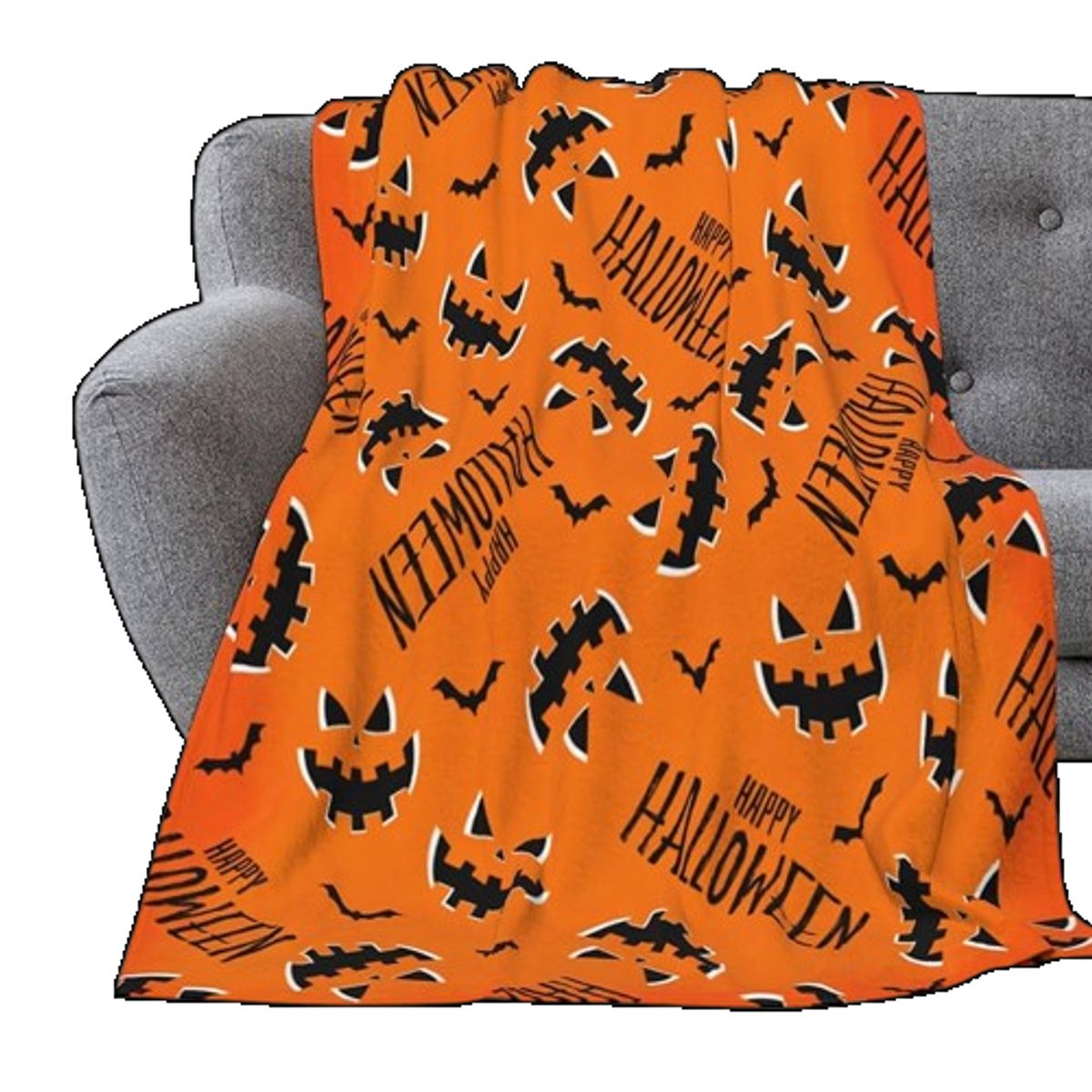 GENERICO - Manta con diseño de Happy Halloween - 100 cm x 130 cm