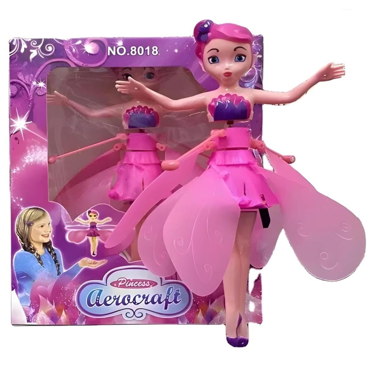 GENERICO - HADA VOLADORA CON DESTELLOS DE LUCES COLOR ROSADO