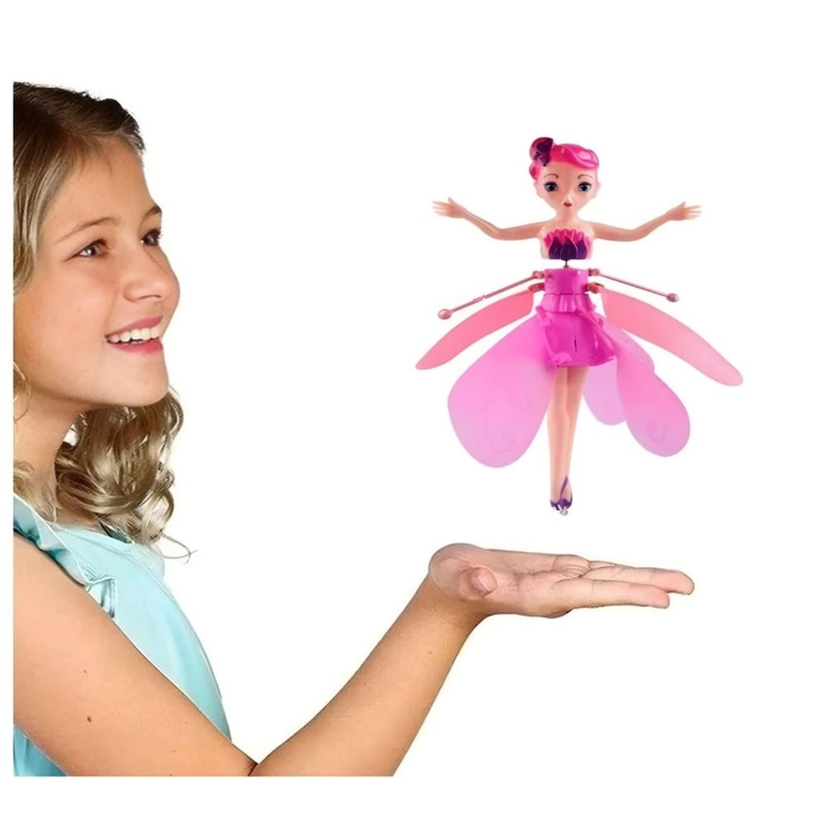 GENERICO - HADA VOLADORA CON DESTELLOS DE LUCES COLOR ROSADO