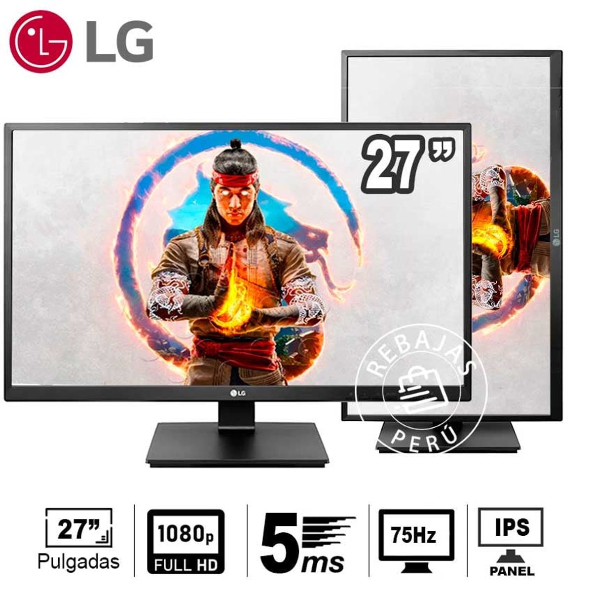 LG - Monitor LG 27BK550 IPS Full HD 75Hz PIVOT  5ms Ergonómico
