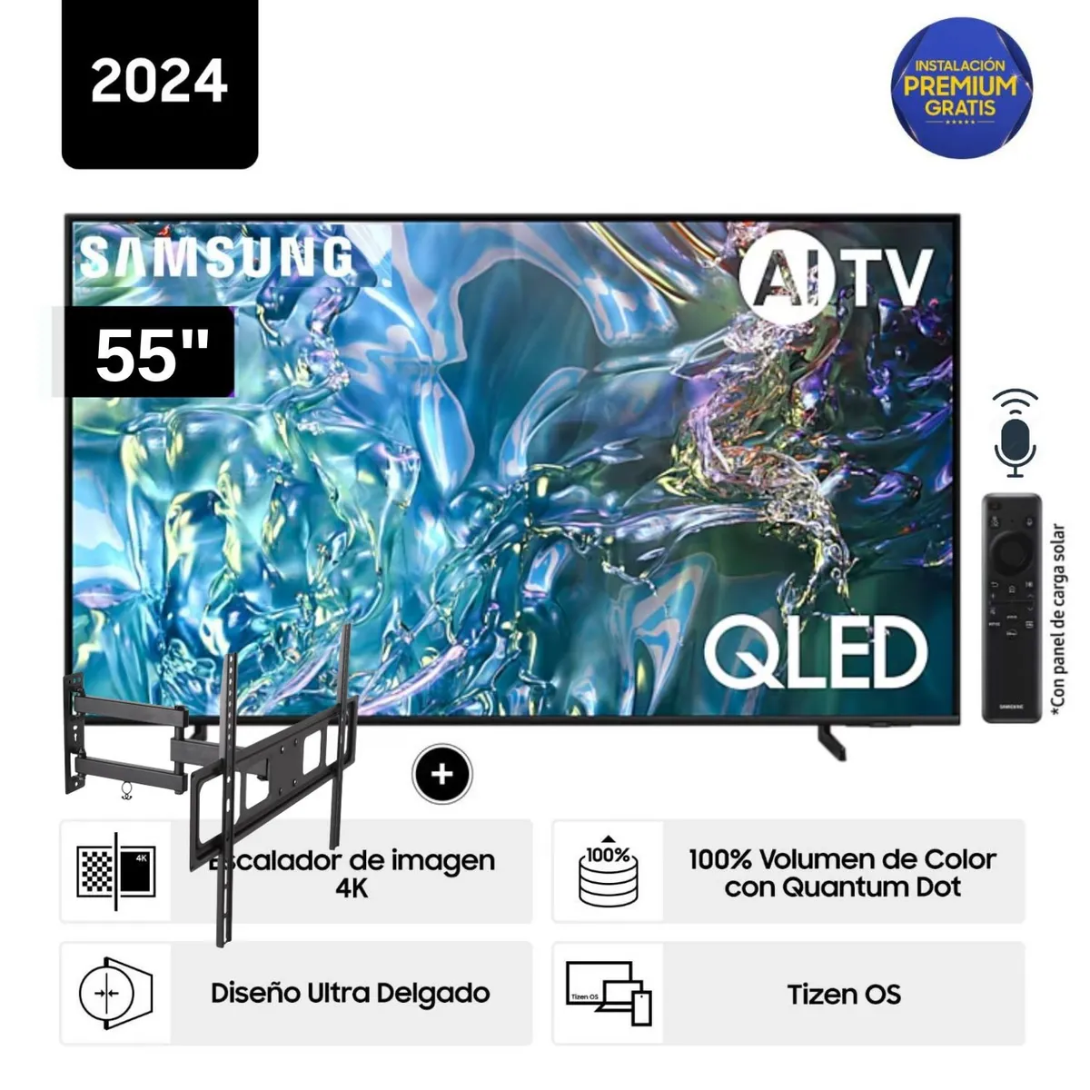 SAMSUNG - Televisor Samsung QLED Tizen OS Smart Tv 55 4K QN55Q60DAGXPE  + Rack Giratorio