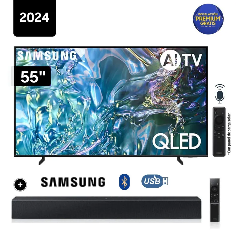 SAMSUNG - Televisor Samsung QLED Tizen OS Smart Tv 55 4K QN55Q60DAGXPE  + Soundbar HW C400