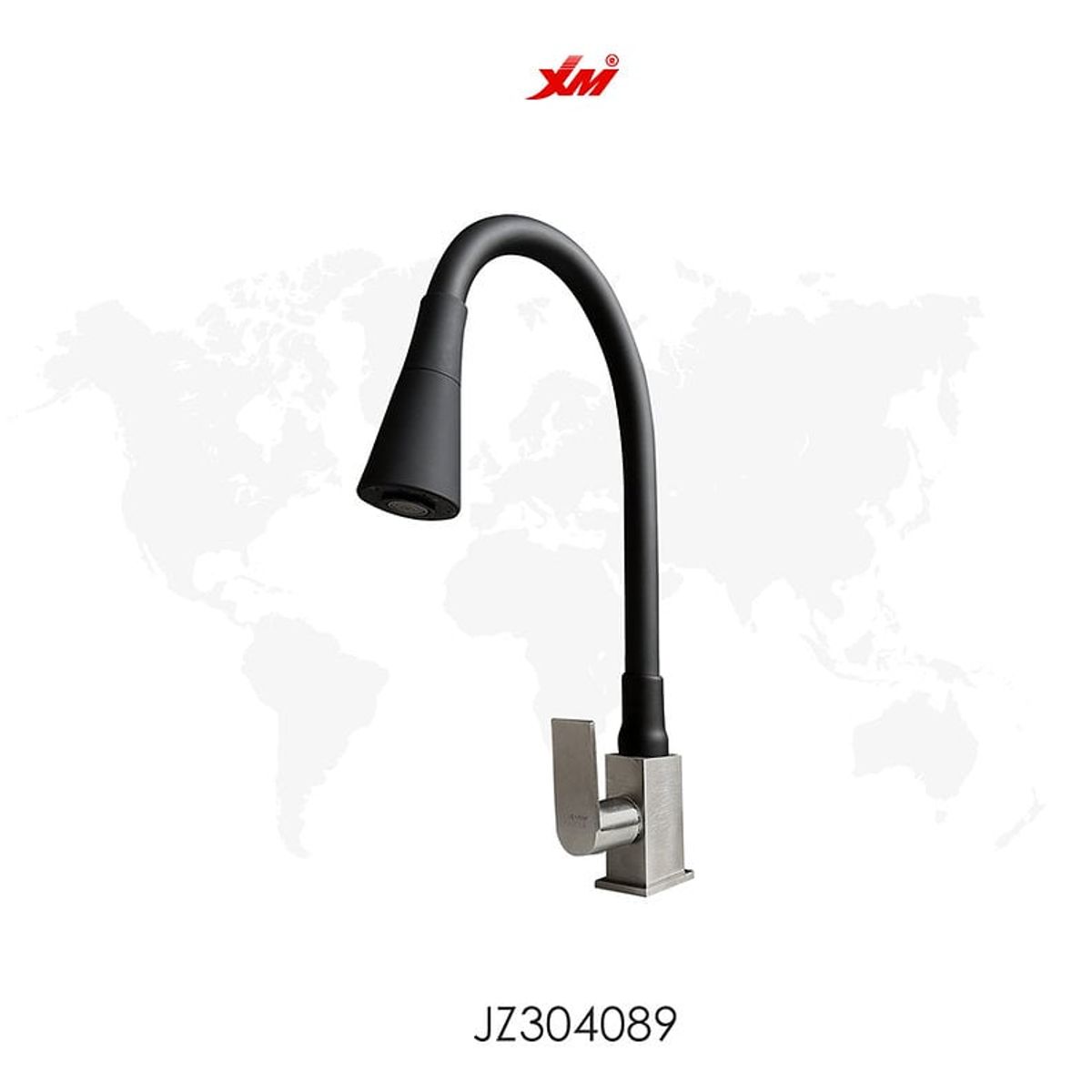 XM - Grifo Tipo Ganso para Cocina en Acero 304 Pico Abs Negro Mate