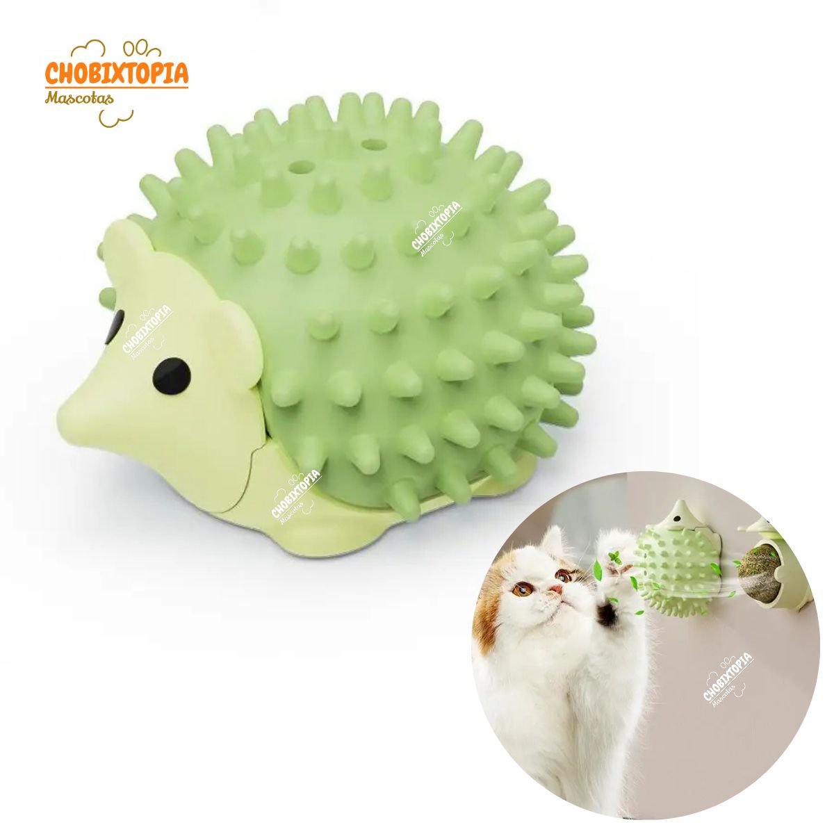 GENERICO - JUGUETE CATNIP ERIZO COLOR PISTACHO