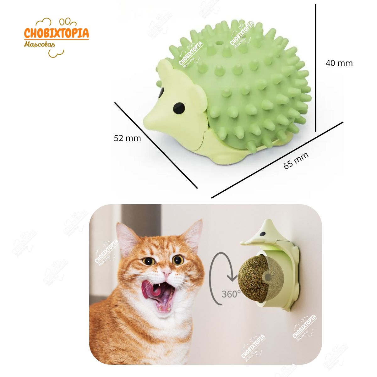 GENERICO - JUGUETE CATNIP ERIZO COLOR PISTACHO