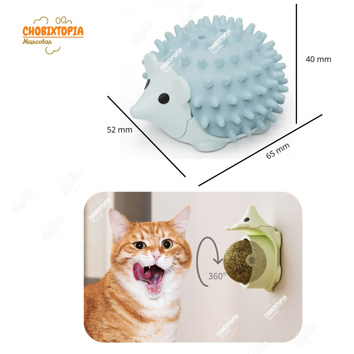 GENERICO - JUGUETE CATNIP ERIZO COLOR CIELO