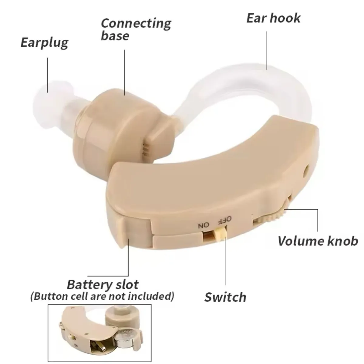 GENERICO - AURICULAR AMPLIFICADOR SORDERA  CON PILAS ADICIONALES
