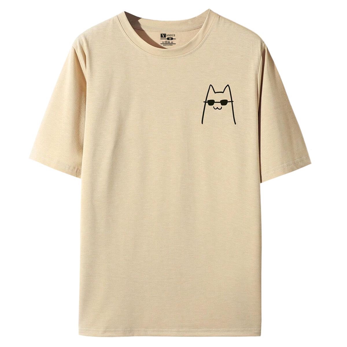 YANSUS - Polo Hombre Yansus Estampado Gatito Con Lentes