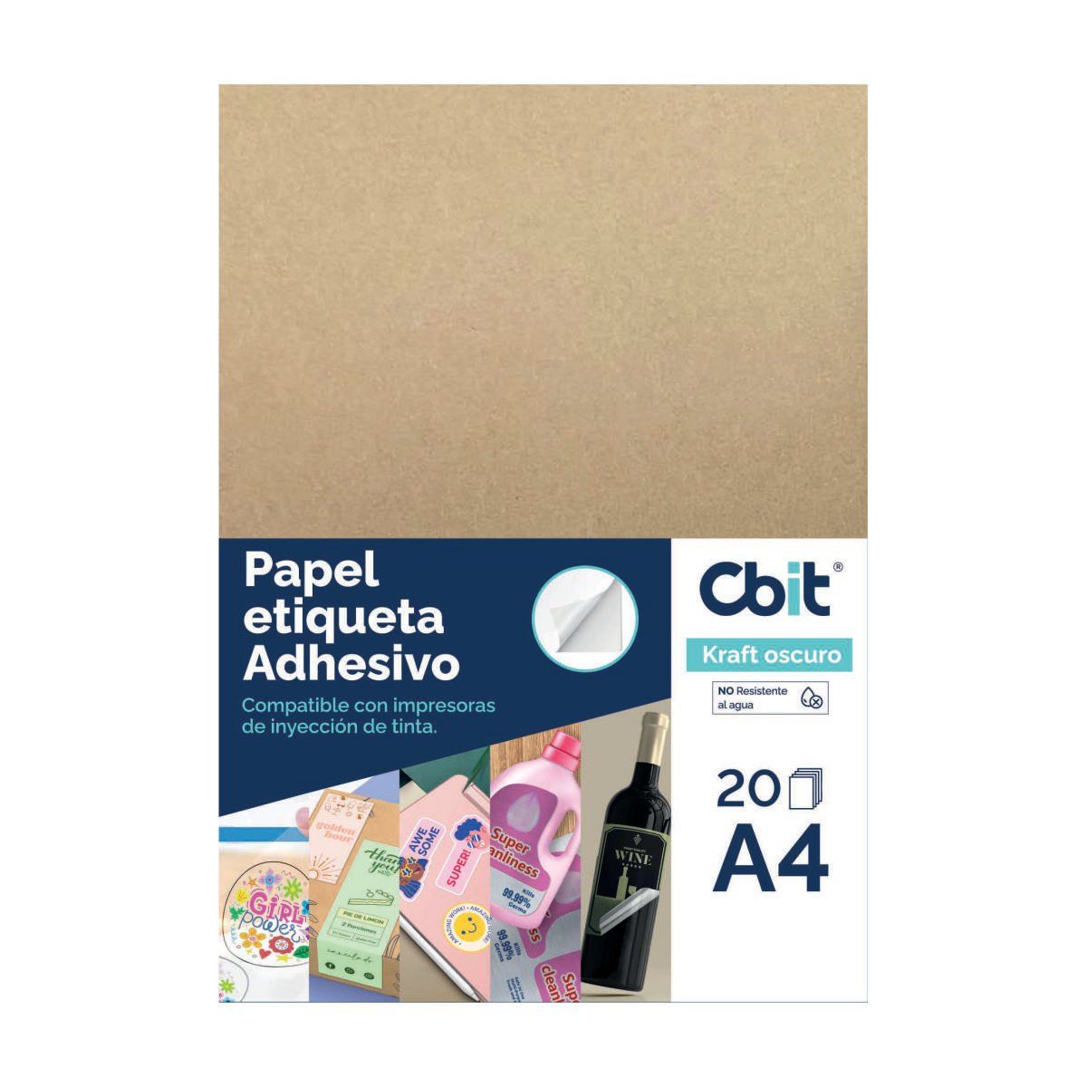 GENERICO - Papel Kraft Adhesivo Oscuro A4 CBIT 20h