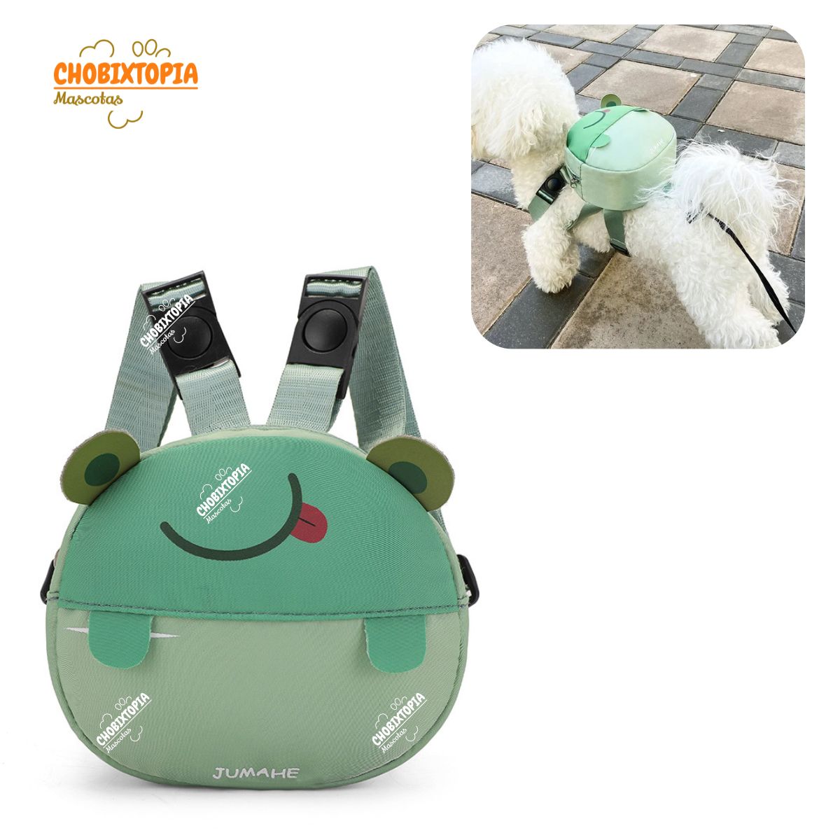 GENERICO - ARNES MOCHILA PARA MASCOTA RANITA VERDE