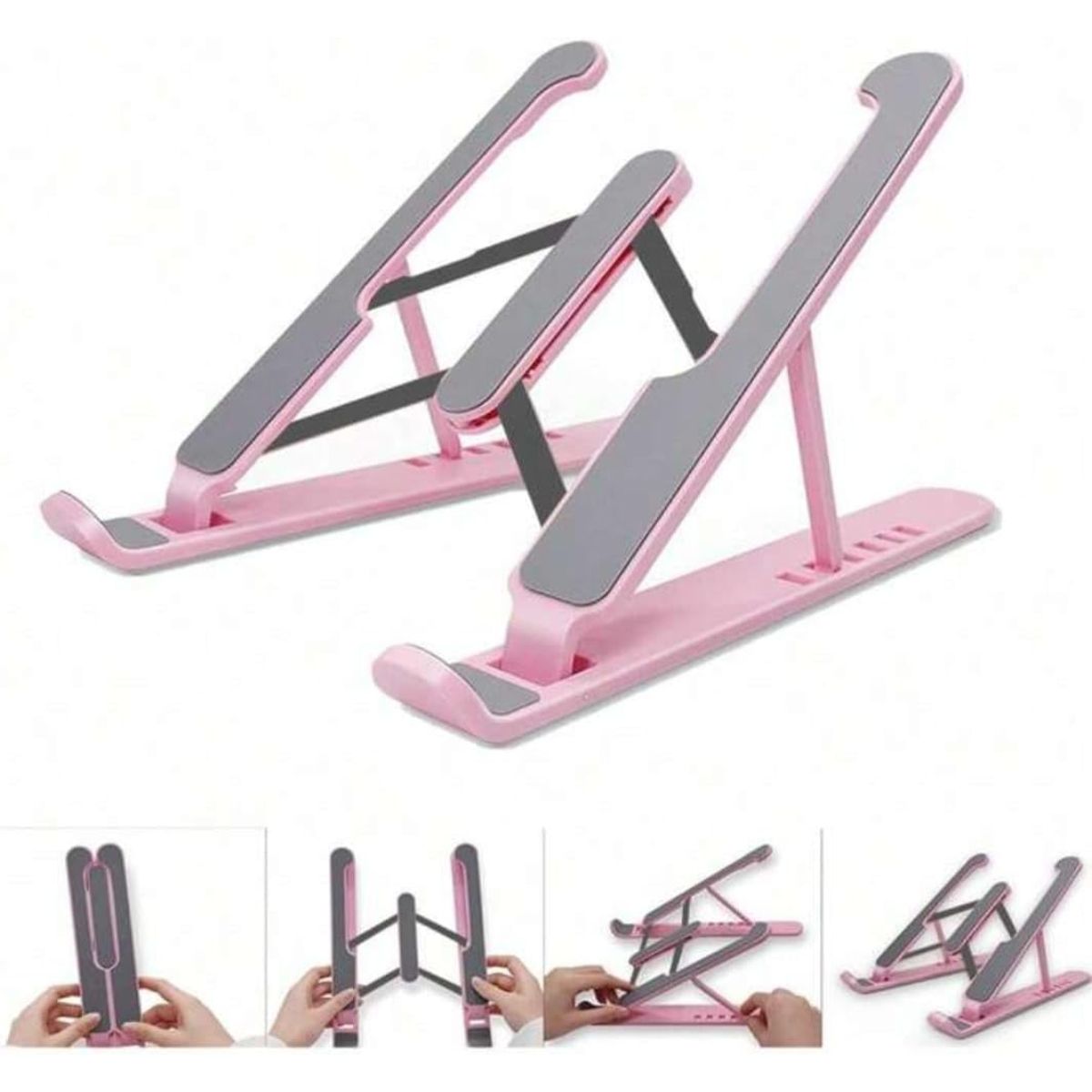 GENERICO - Soporte base para laptop o tablet graduable Rosado